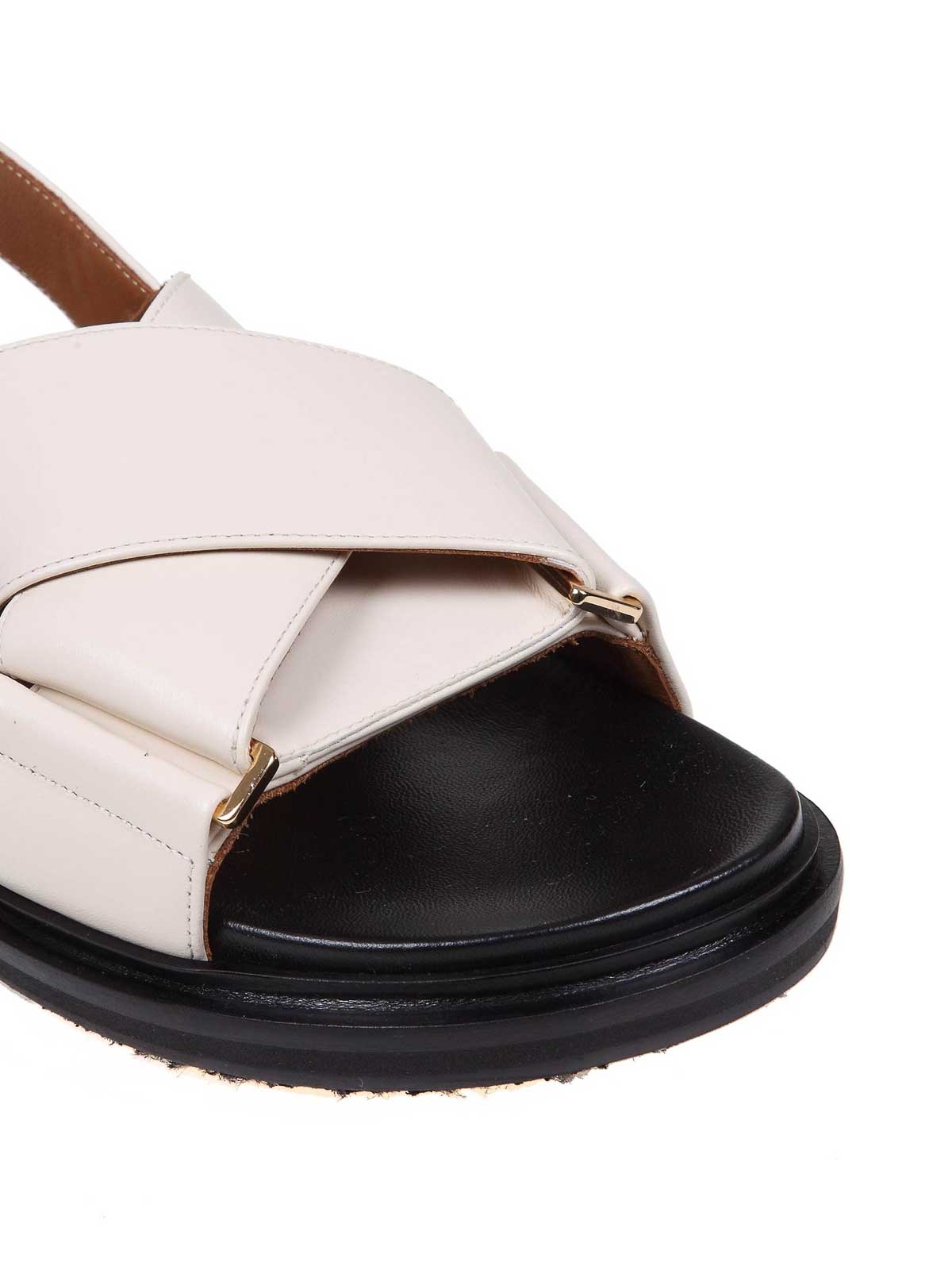 Shop Marni Leather Sneakers In Blanco