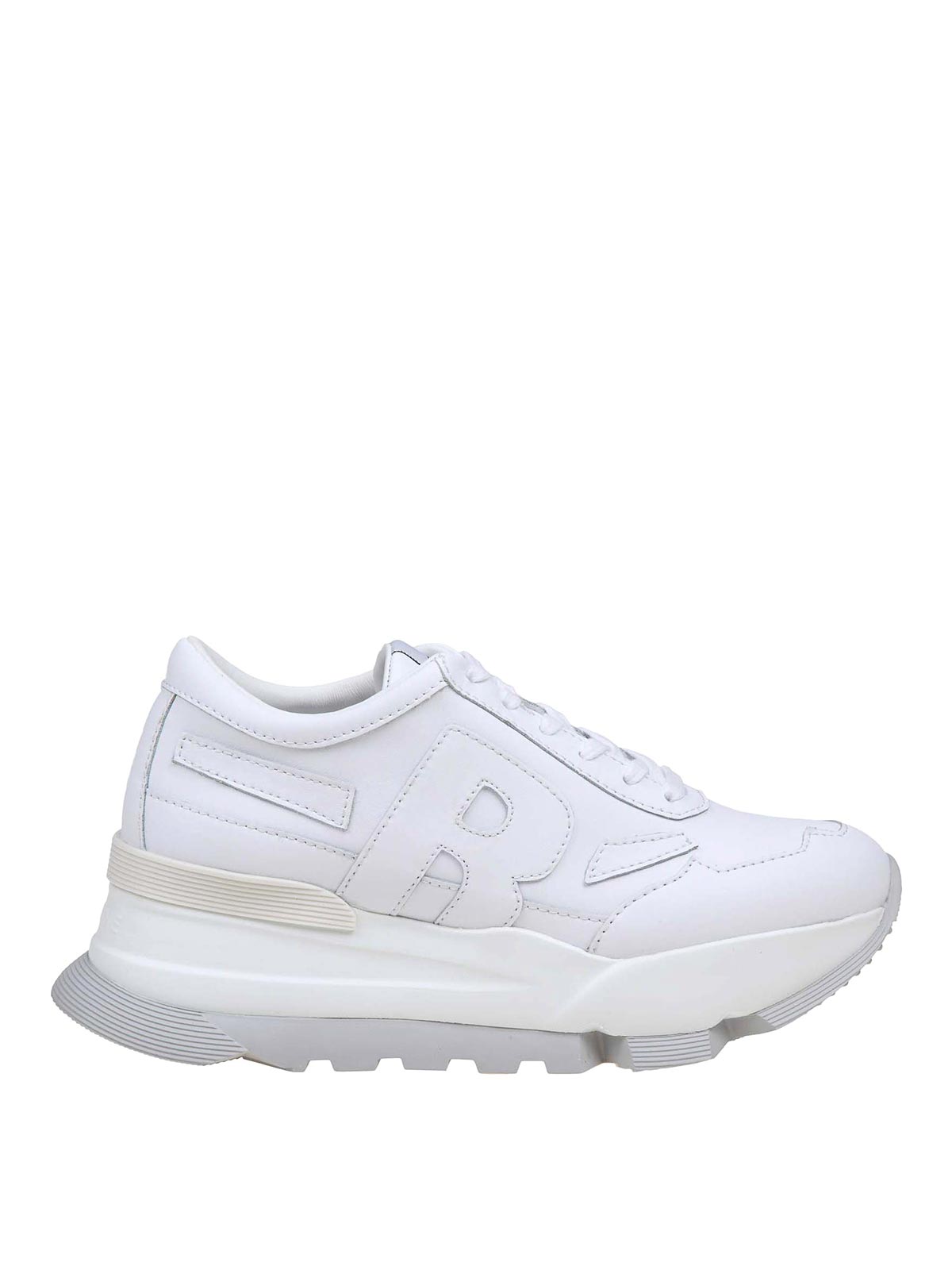 Shop Ruco Line Leather Sneakers In Blanco