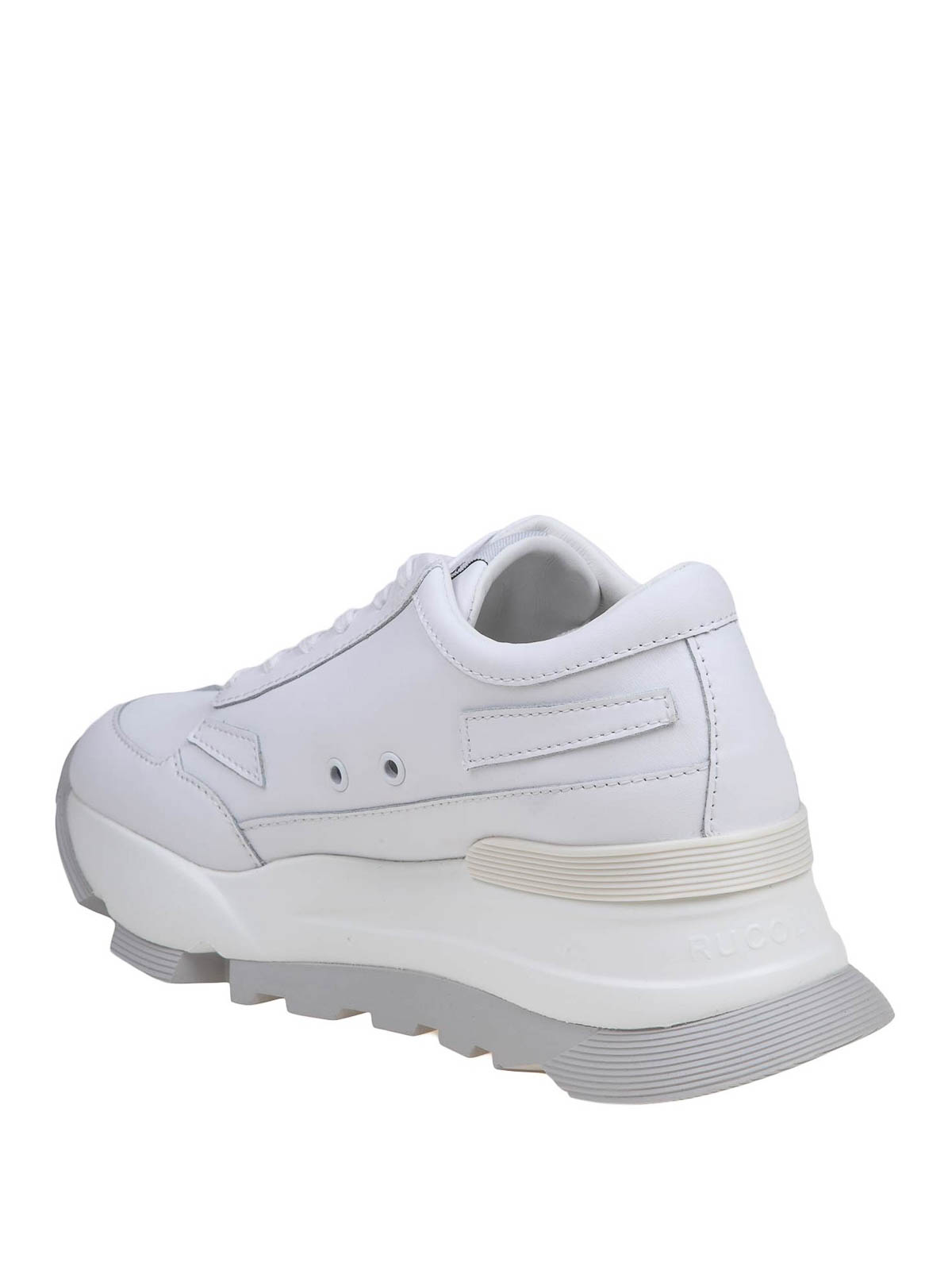 Shop Ruco Line Leather Sneakers In Blanco