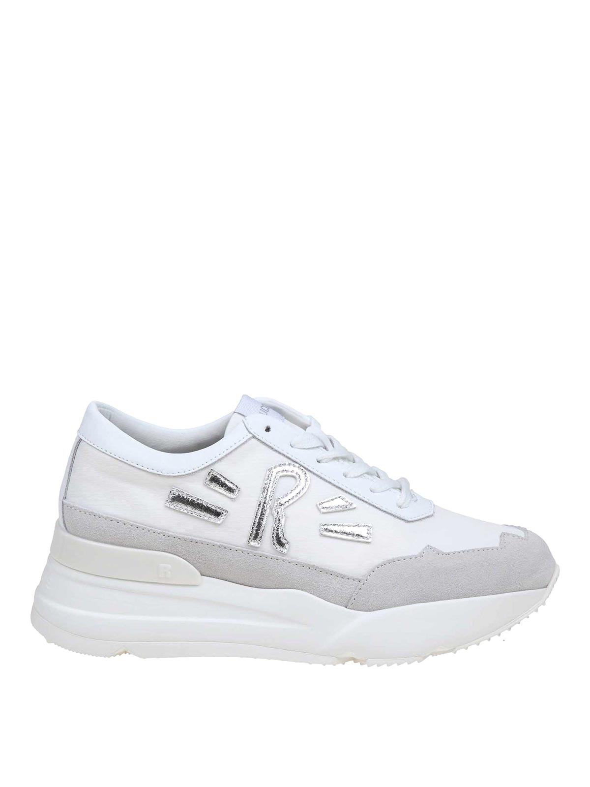 Shop Ruco Line White Silver Leather Sneakers In Blanco