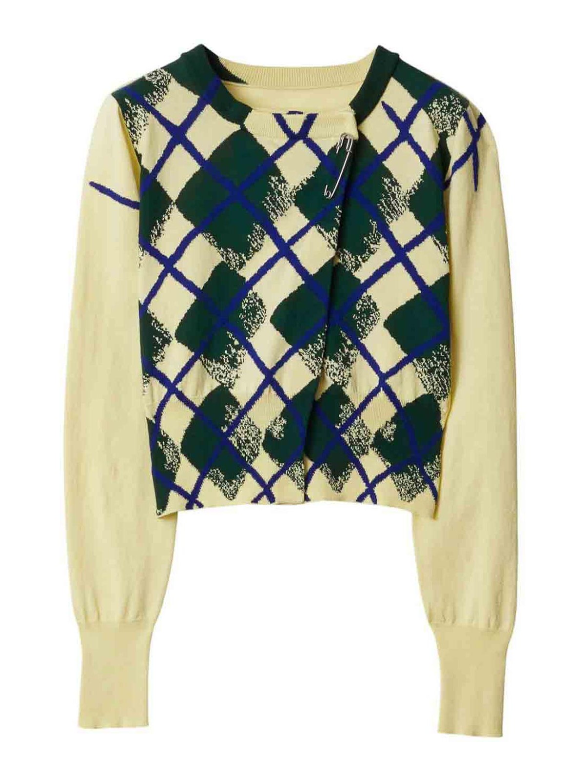Shop Burberry Argyle-intarsia Cropped Cotton Jumper In Yellow