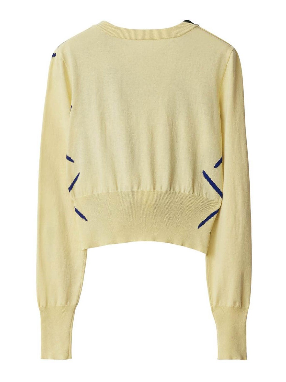 Shop Burberry Argyle-intarsia Cropped Cotton Jumper In Yellow