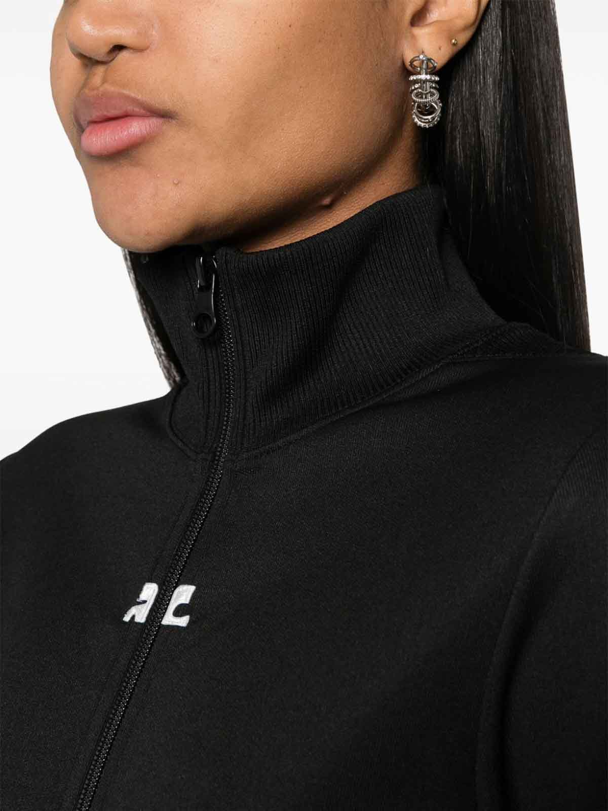 Shop Courrèges Logo-patch Zip-up Sweatshirt In Black
