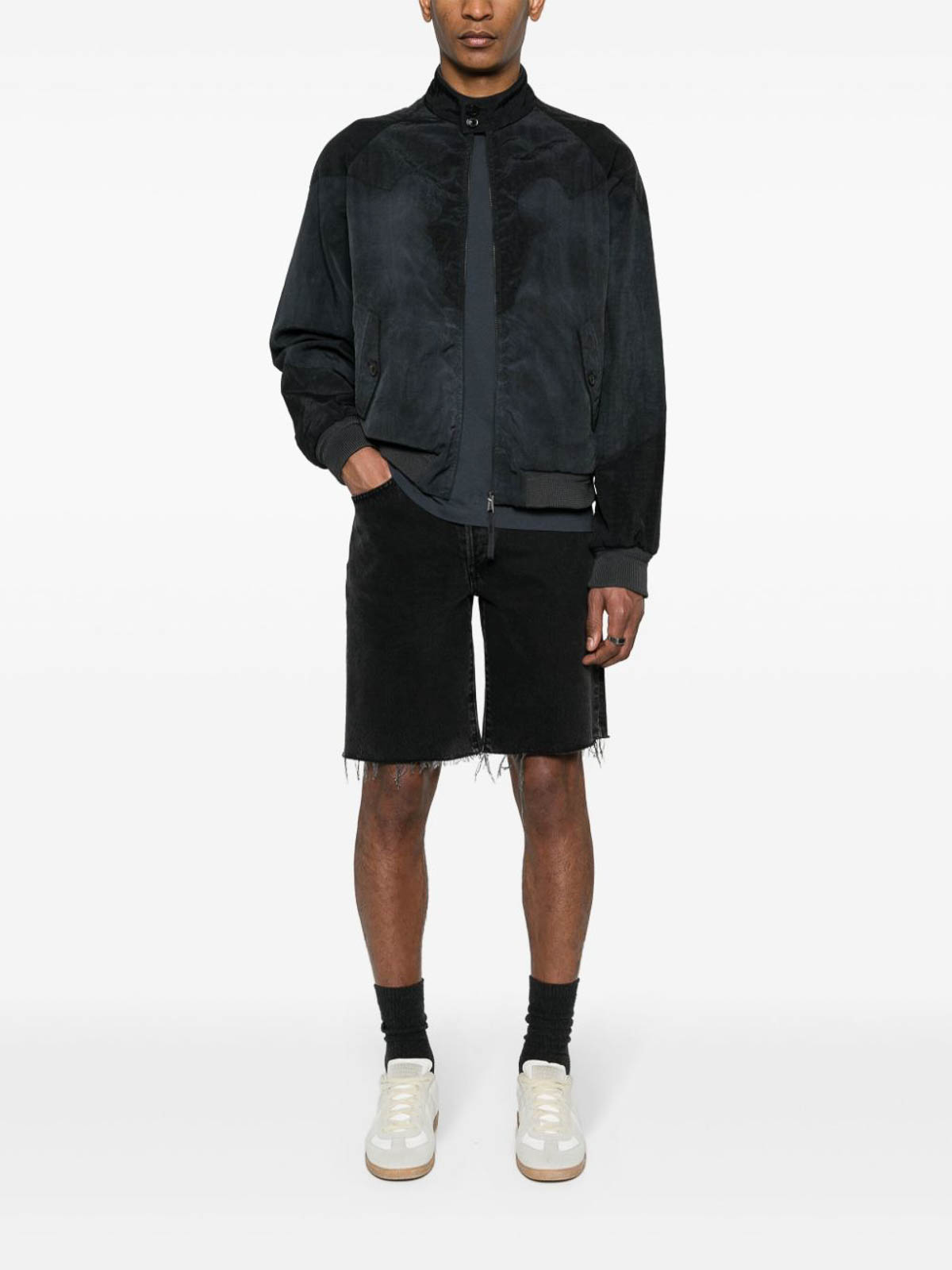 Maison Margiela Crinkled Zip-Up Jacket - Black