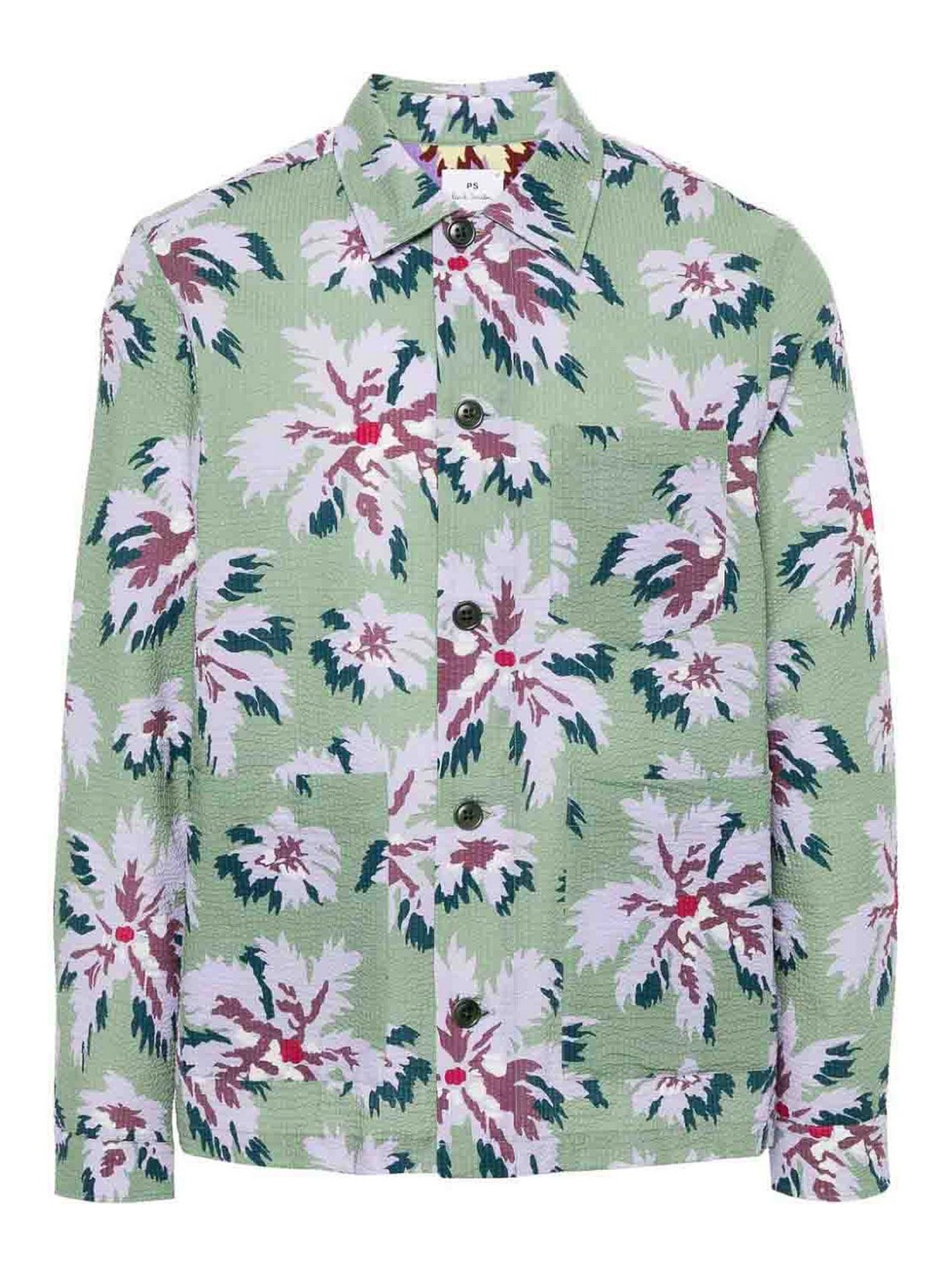 Paul Smith Floral-print Seersucker Shirt Jacket In Green