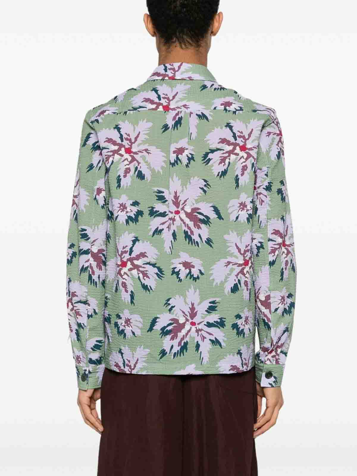 Shop Paul Smith Floral-print Seersucker Shirt Jacket In Green