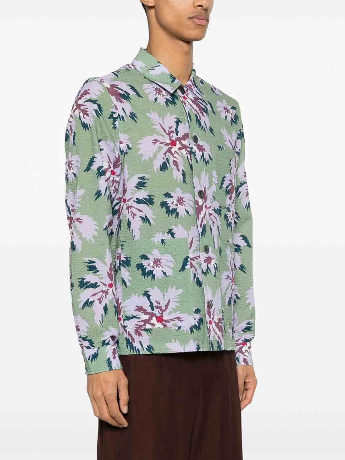 Shop Paul Smith Floral-print Seersucker Shirt Jacket In Green