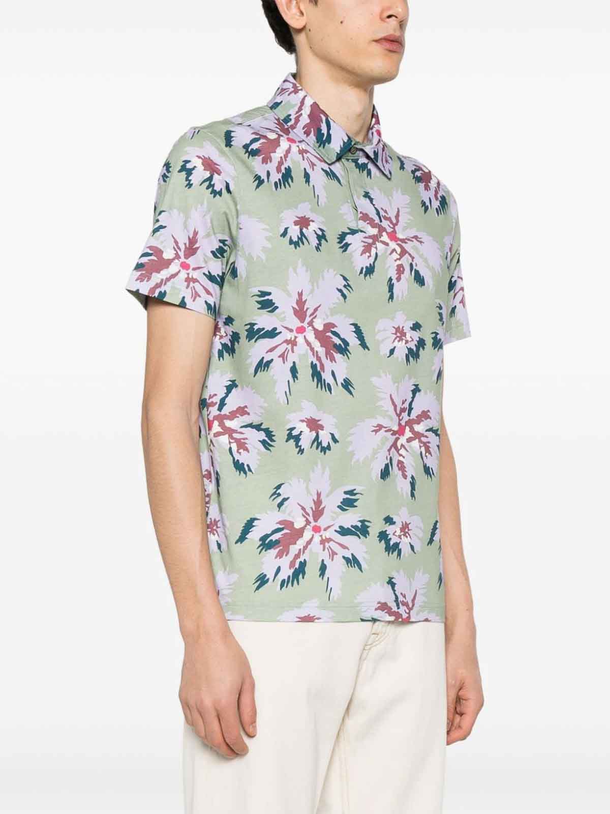Shop Paul Smith Floral-print Cotton Polo Shirt In Green