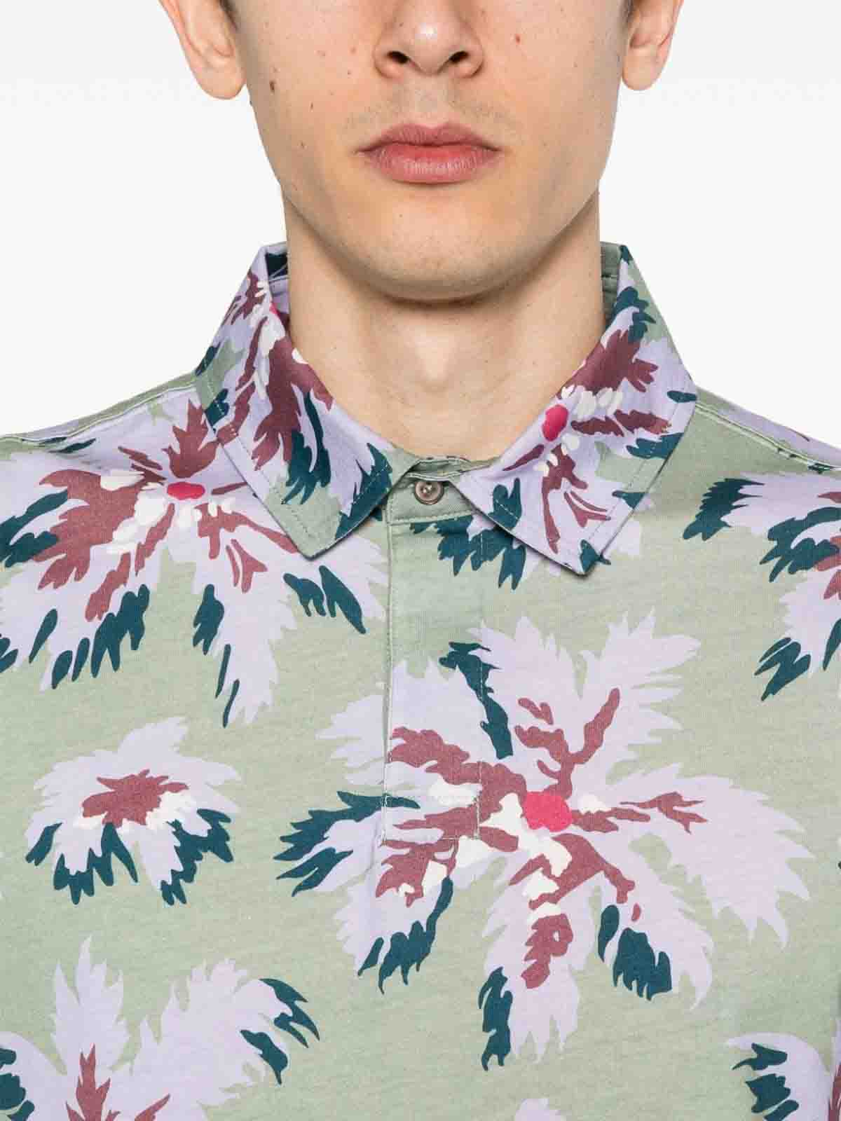 Shop Paul Smith Floral-print Cotton Polo Shirt In Green