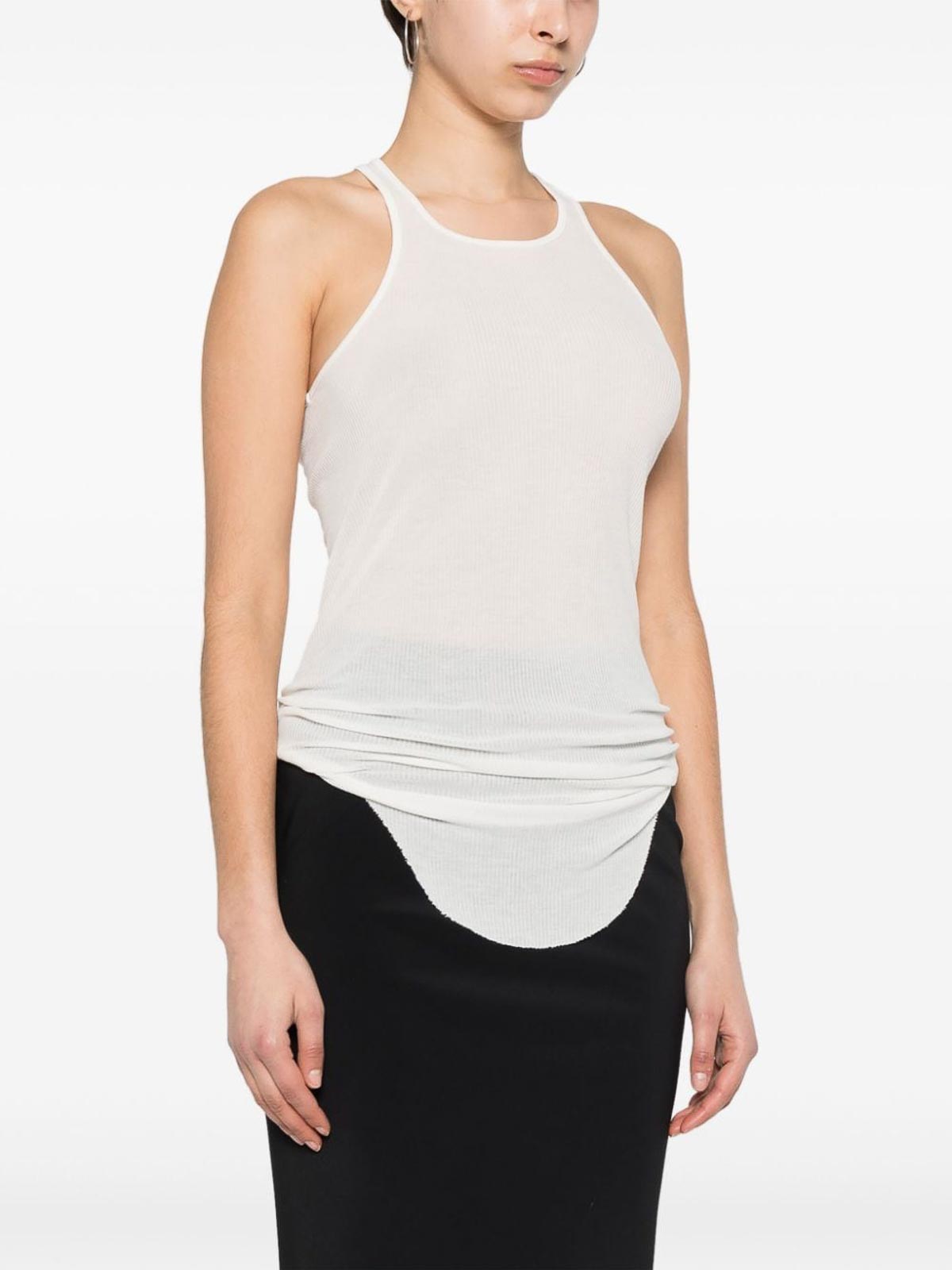 Shop Rick Owens Fine-ribbed Tank Top In White