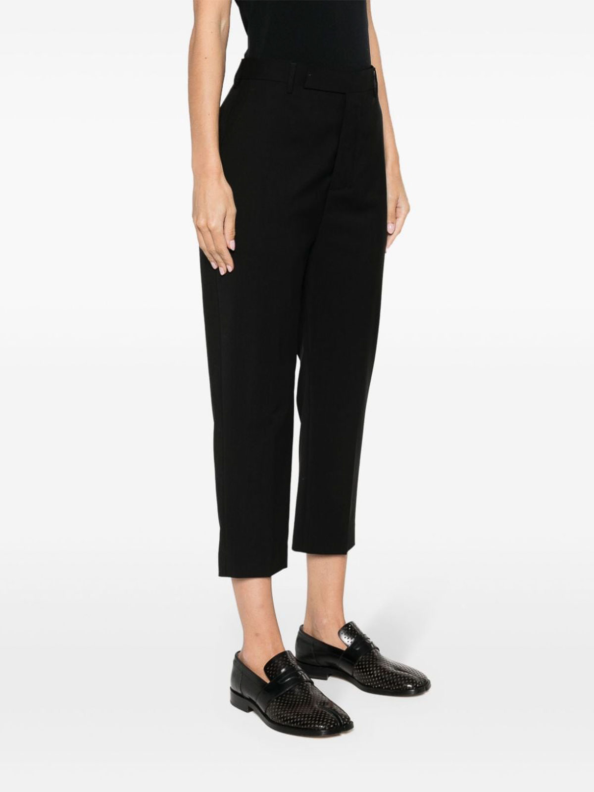 Shop Rick Owens Pressed-creased Tapered Trousers In Black
