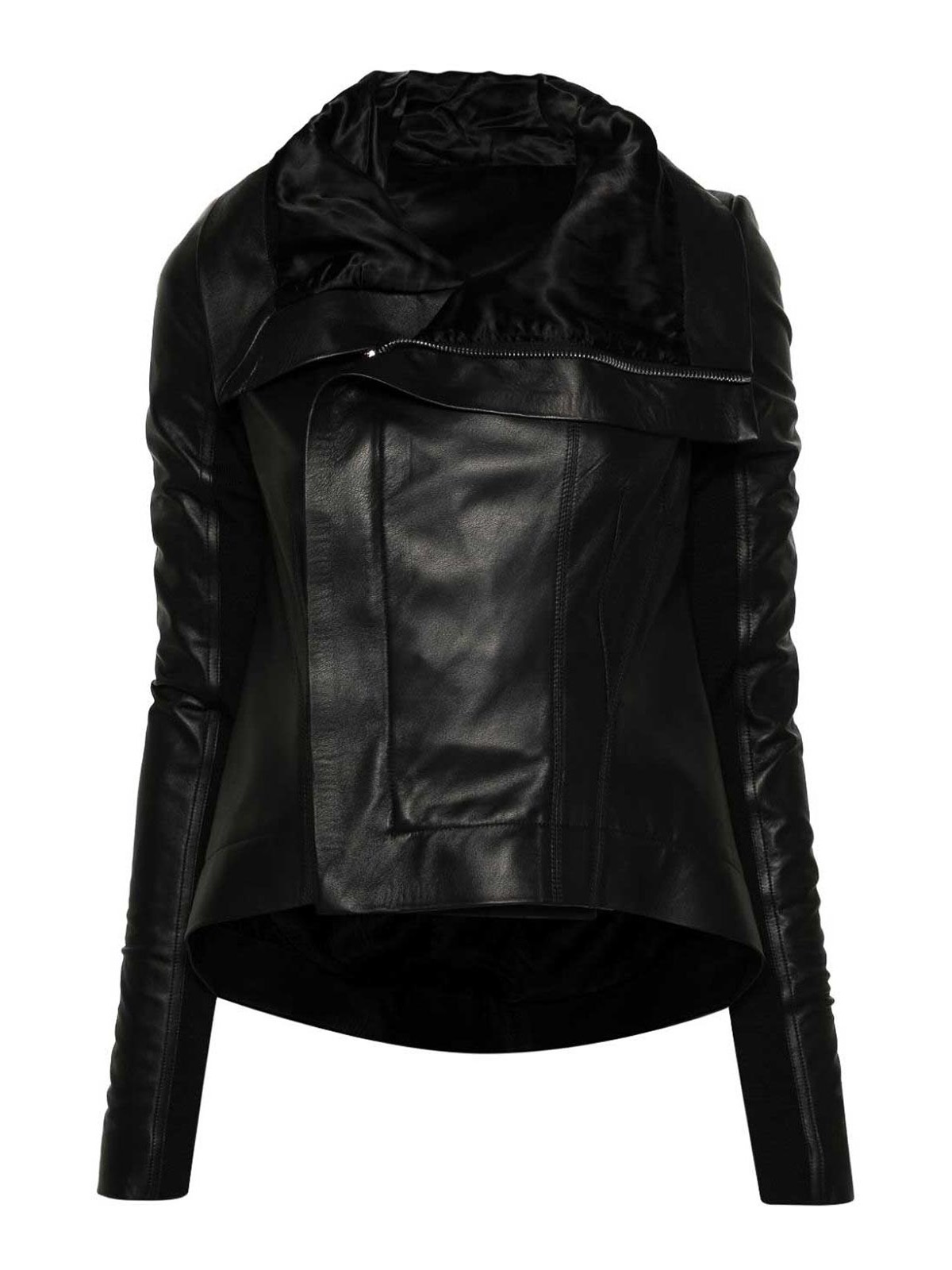 Shop Rick Owens Naska Leather Biker Jacket In Black