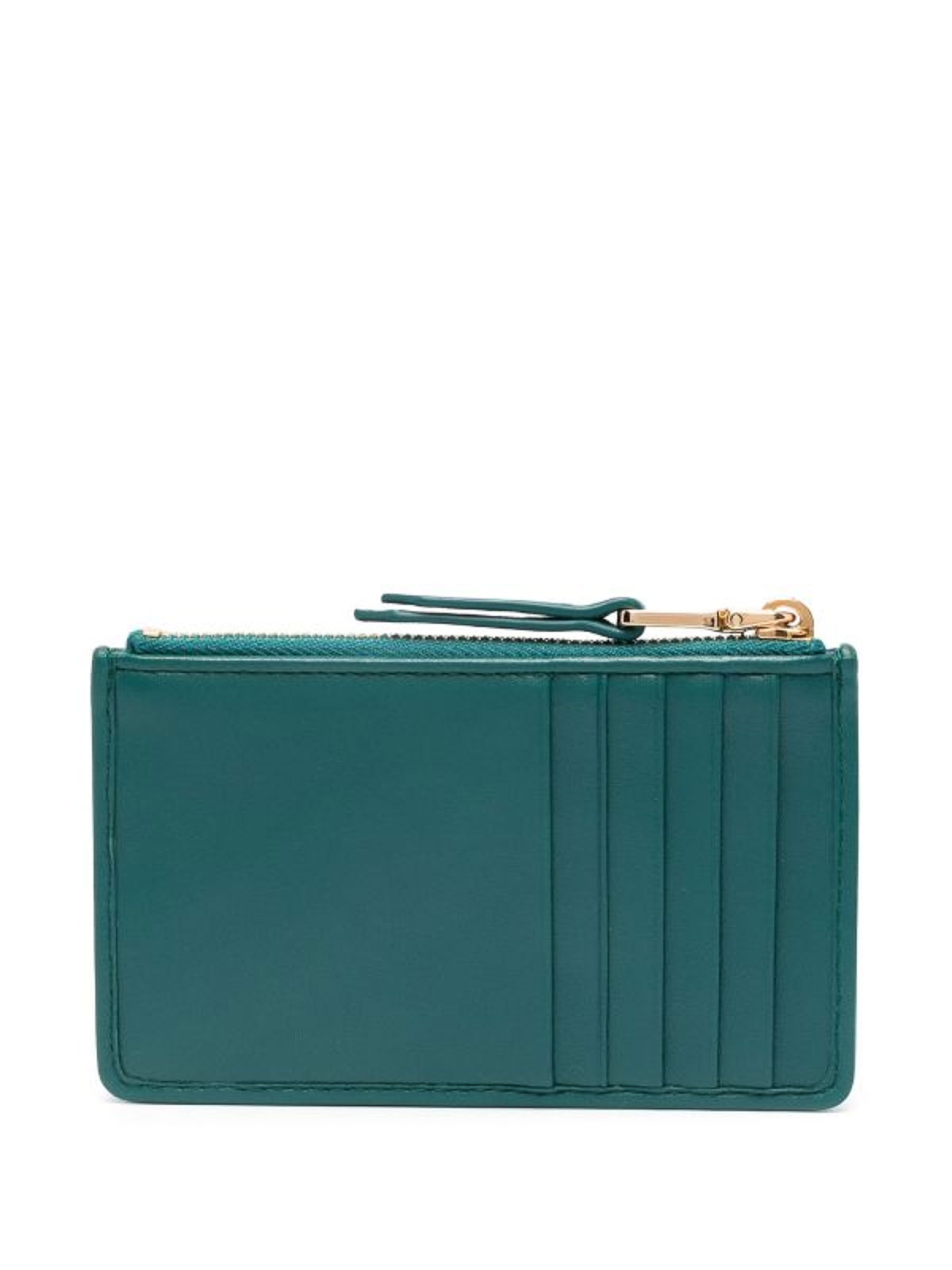 Shop Miu Miu Logo-plaque Leather Wallet In Green