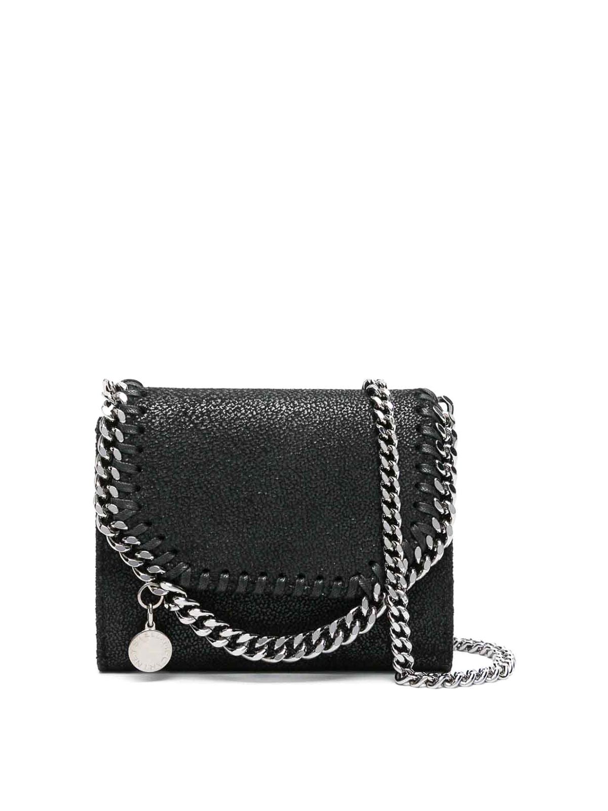 Stella Mccartney Small Falabella Chain-link Wallet In Black