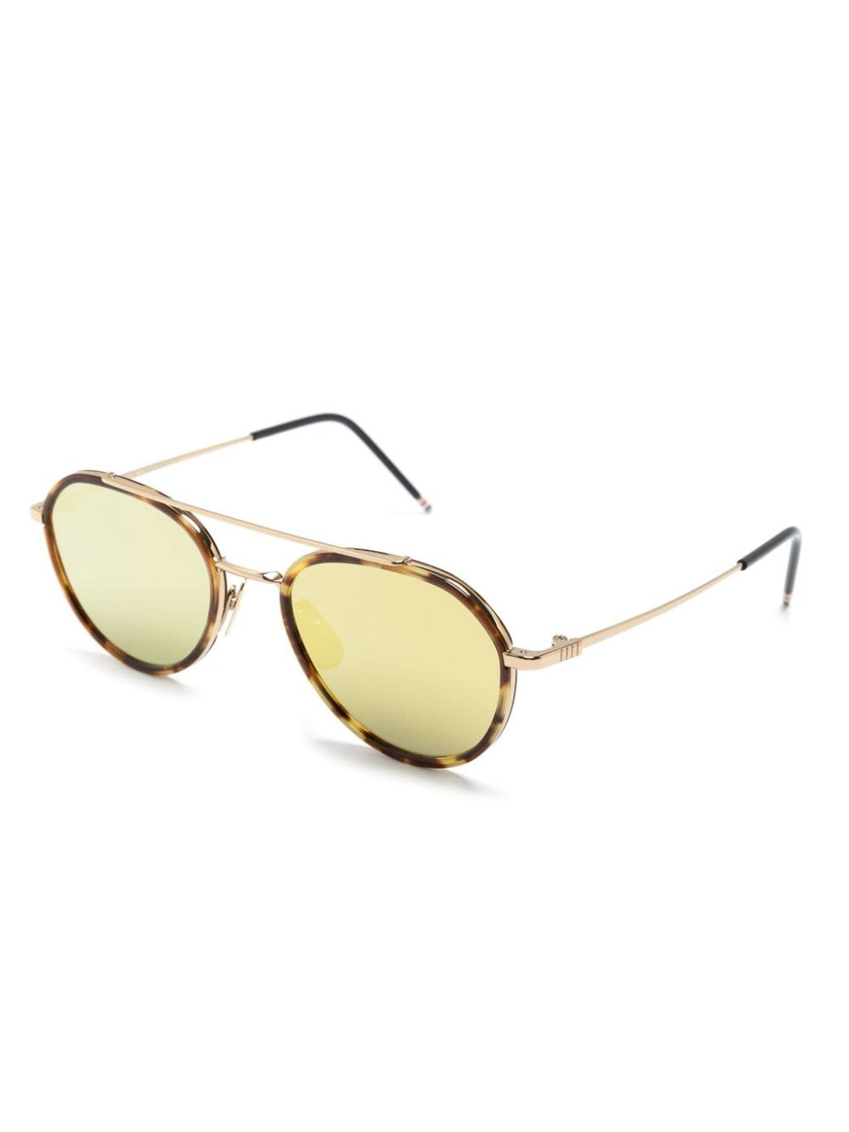 Shop Thom Browne Pilot-frame Sunglasses In Gold