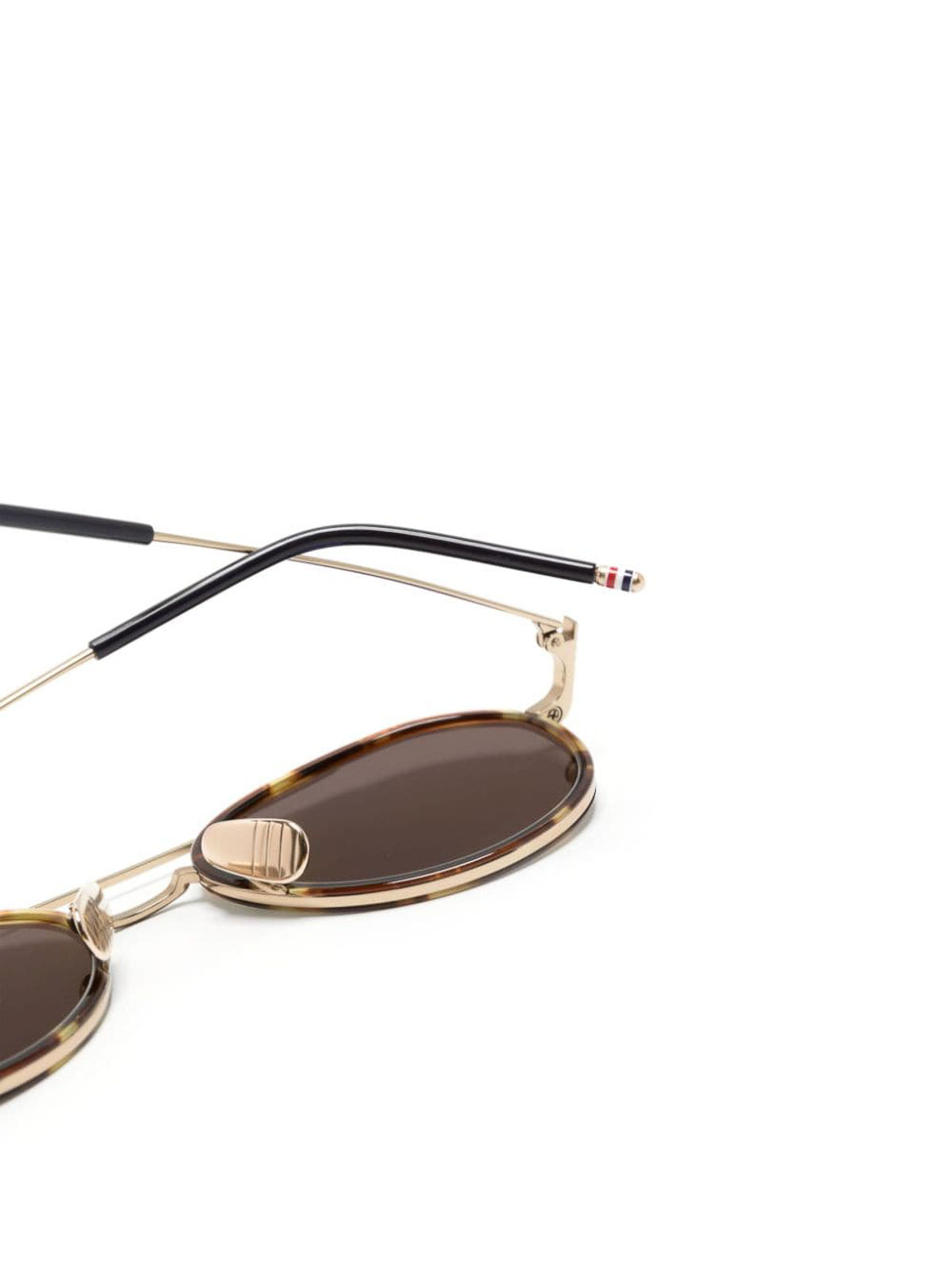 Shop Thom Browne Pilot-frame Sunglasses In Gold