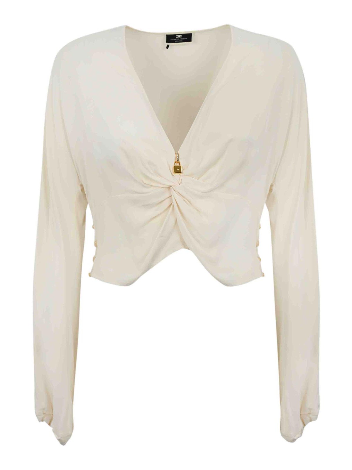 Shop Elisabetta Franchi Cropped Blouse For Women In Cream