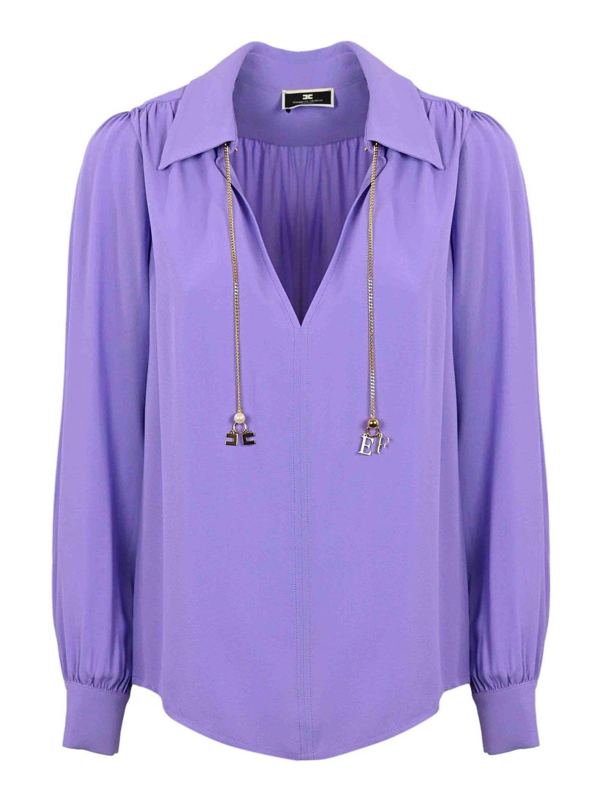 Shop Elisabetta Franchi Georgette Shirt In Purple