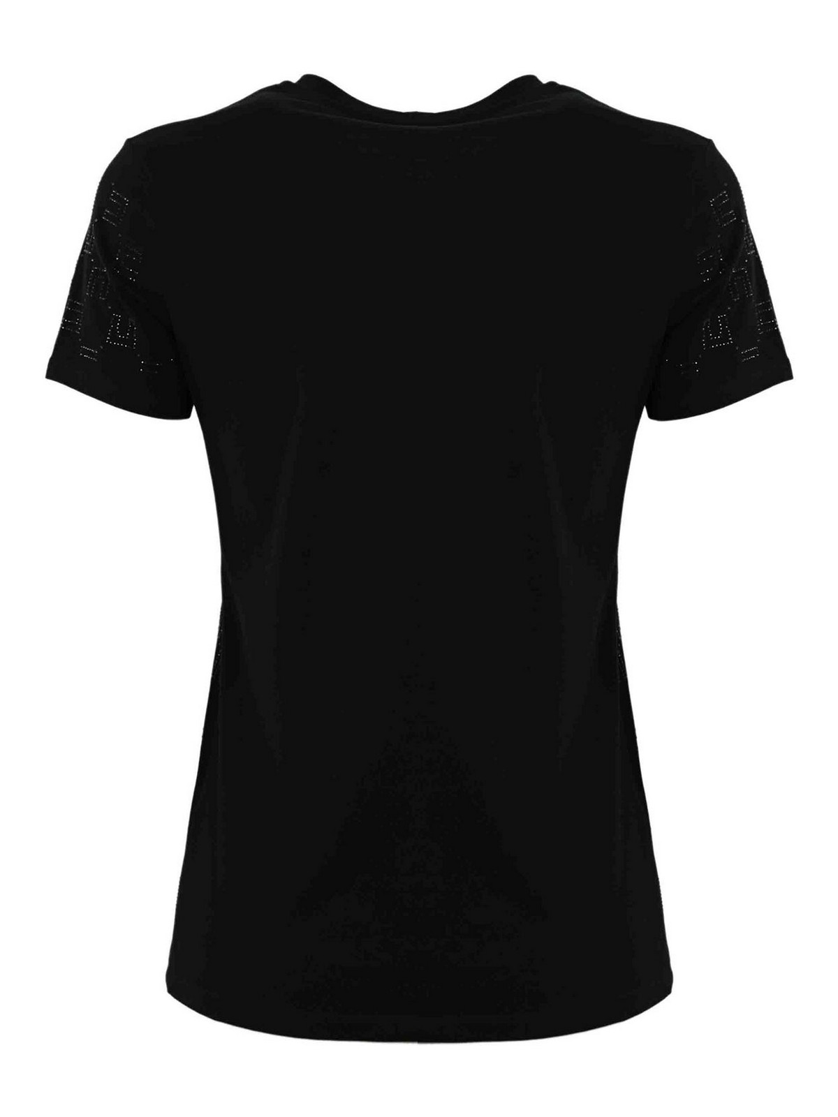 Shop Elisabetta Franchi T-shirt With Rhinestone Logo In Black
