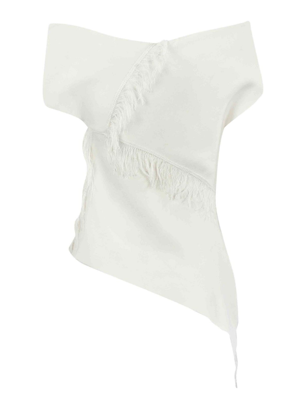Shop Liviana Conti T-shirt With Cuff And Fringes In White