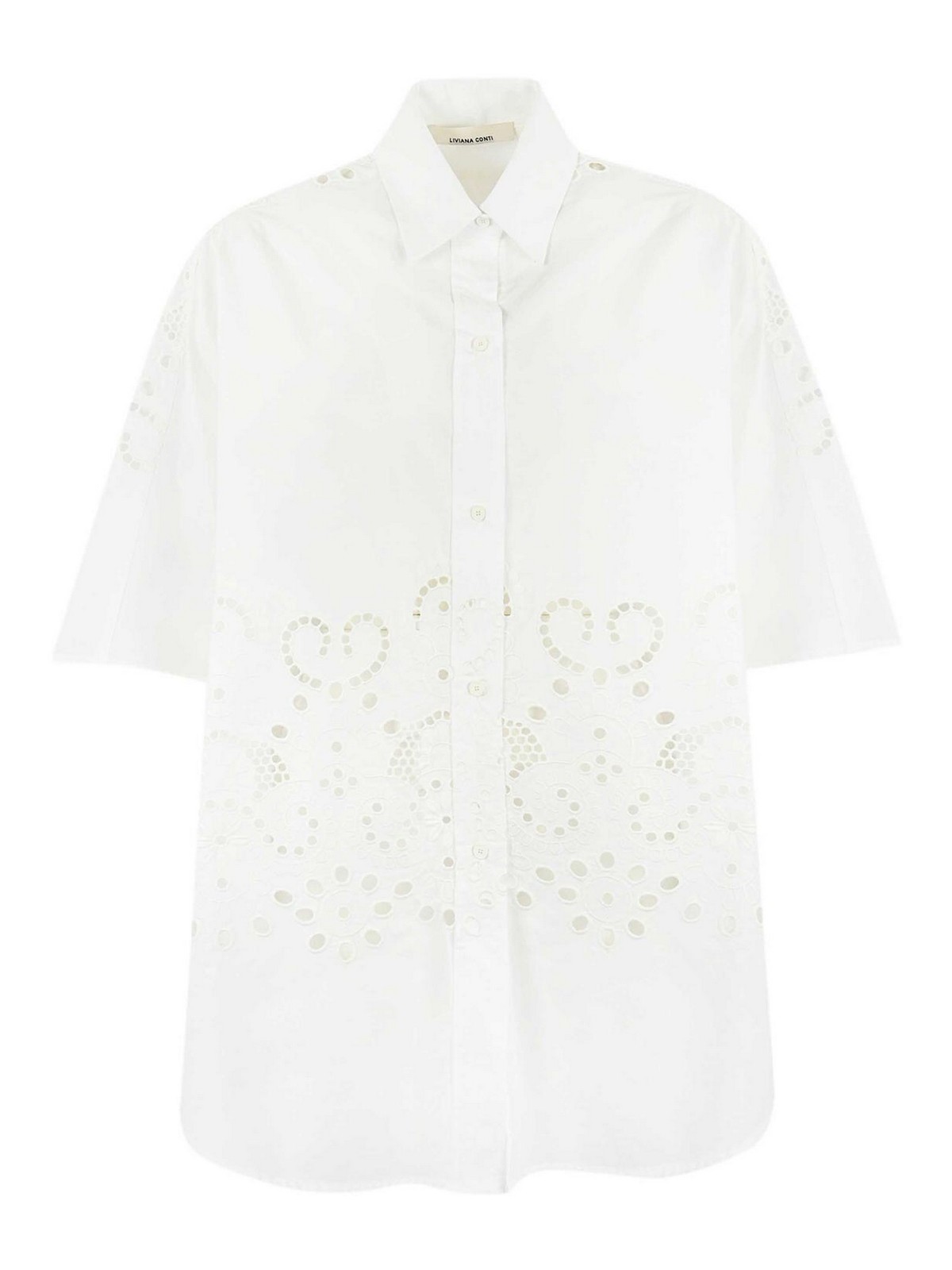 Shop Liviana Conti Oversize Shirt In Sangallo In White