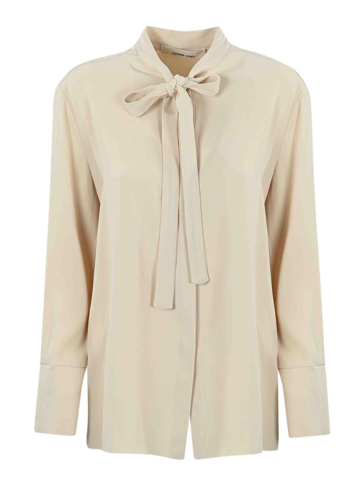 Shop Liviana Conti Drap Shirt With Bow In White