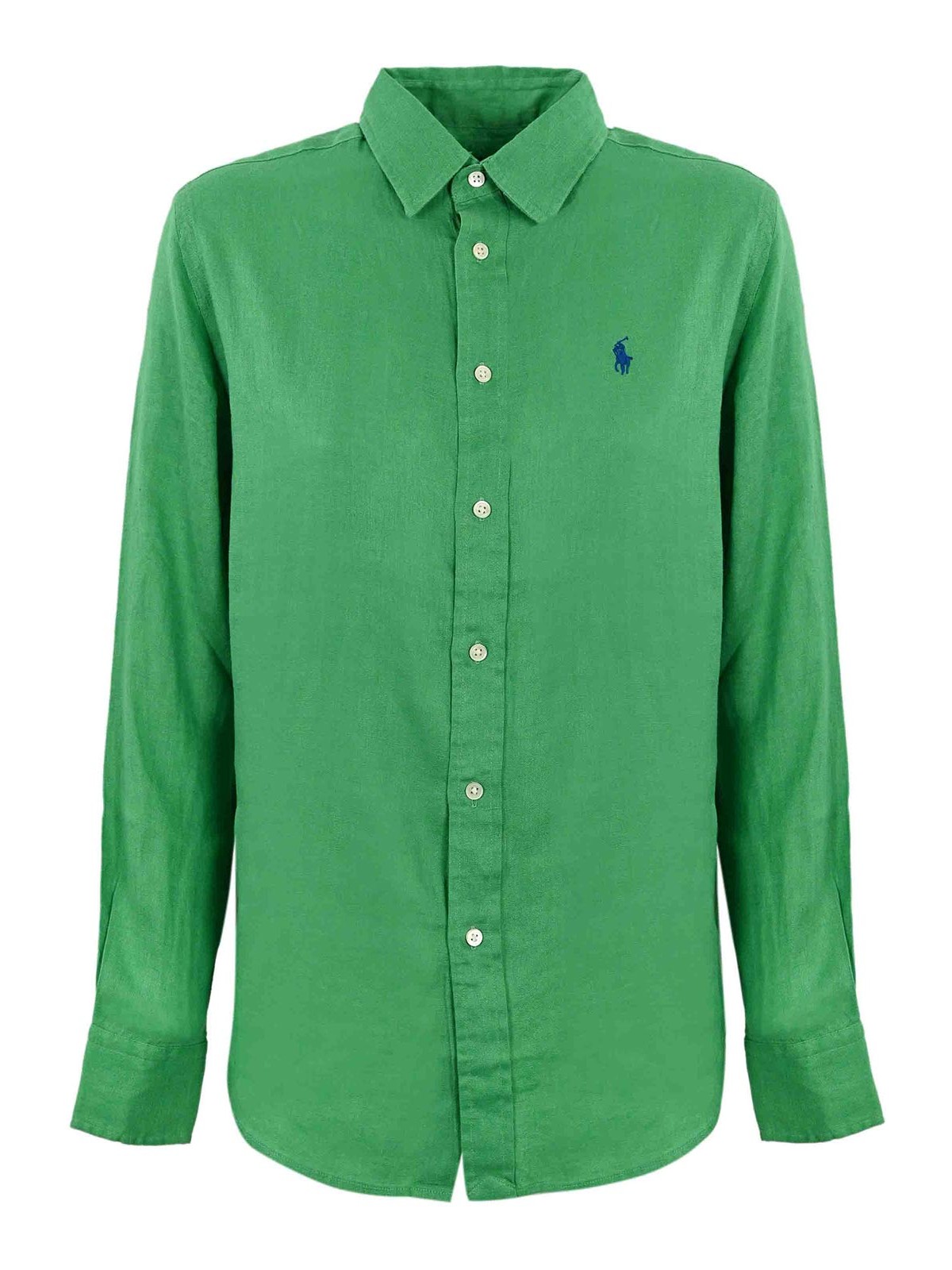 Shop Polo Ralph Lauren Linen Shirt With Pony Logo In Green