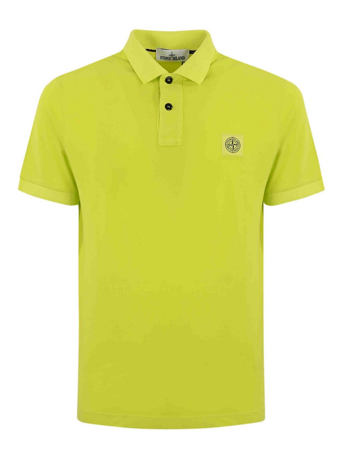 Shop Stone Island Cotton Polo Shirt In Yellow