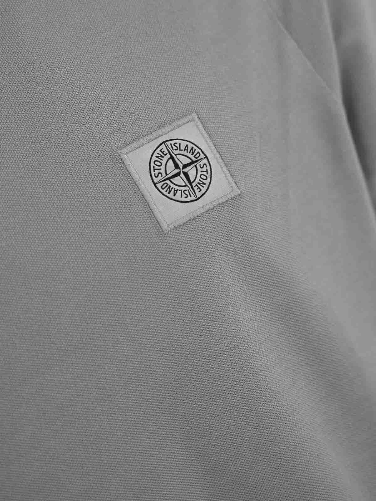 Shop Stone Island Cotton Polo Shirt In Grey