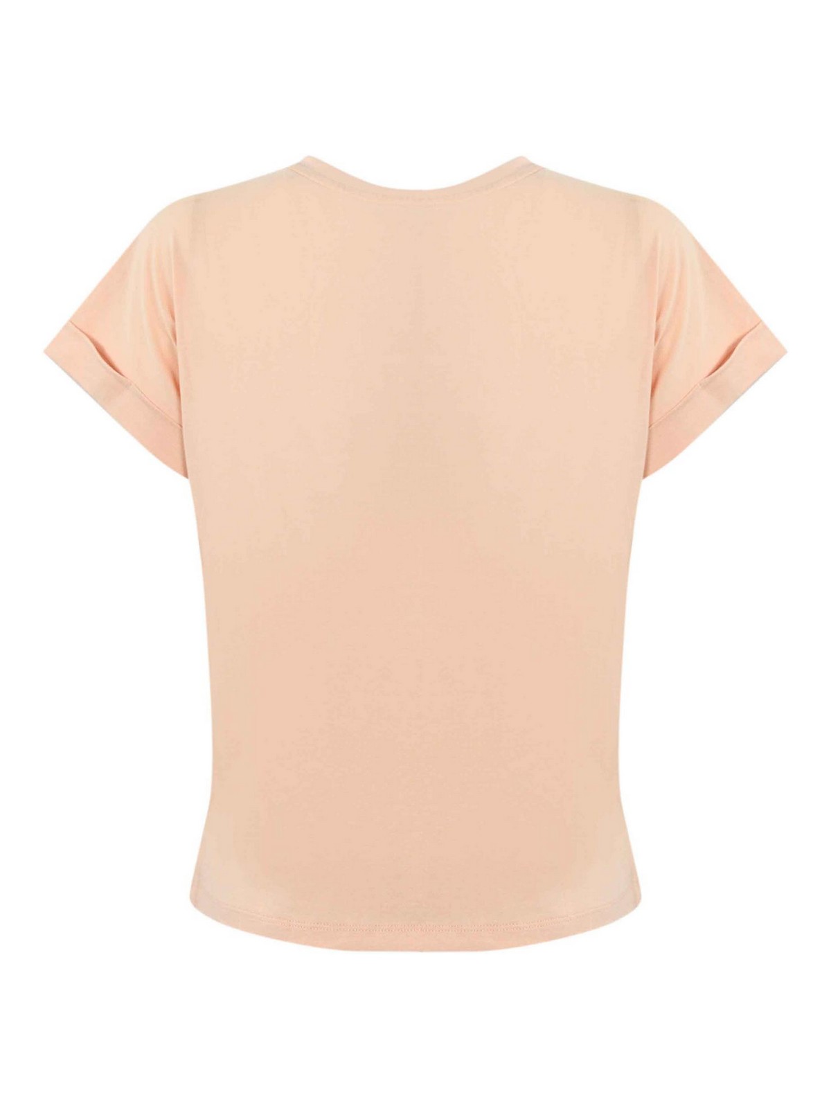 Shop Twinset T-shirt With Floral Embroidery In Nude & Neutrals