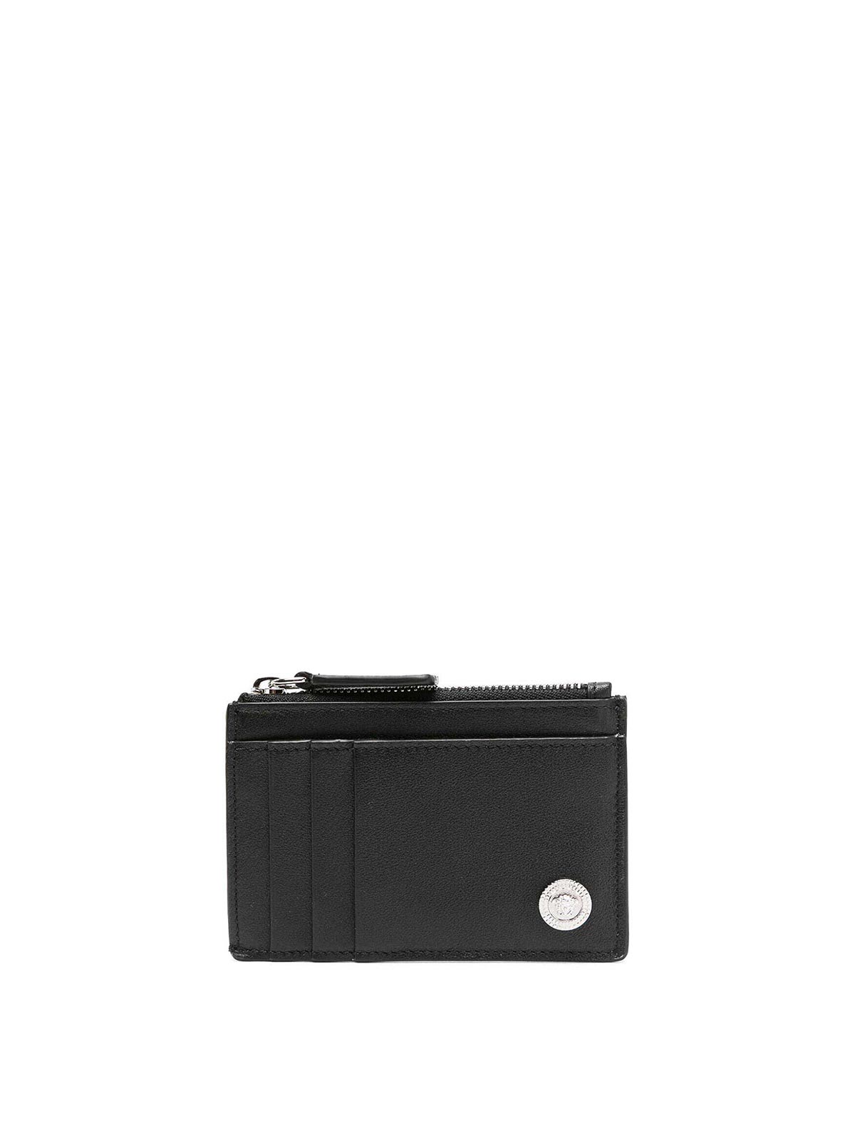 Versace Leather Card Case In Black