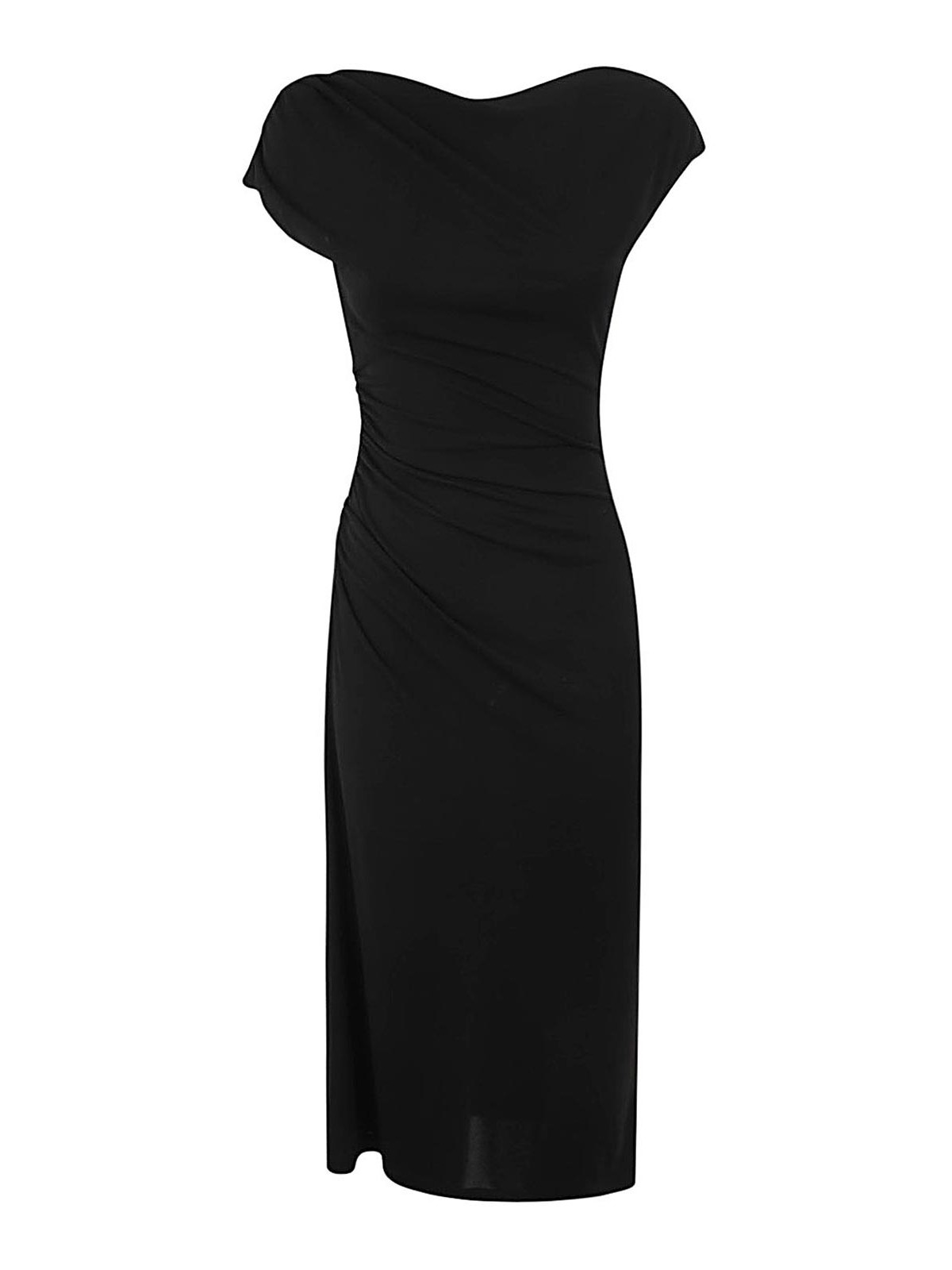Shop Alberta Ferretti Organdy Midi Dress In Black