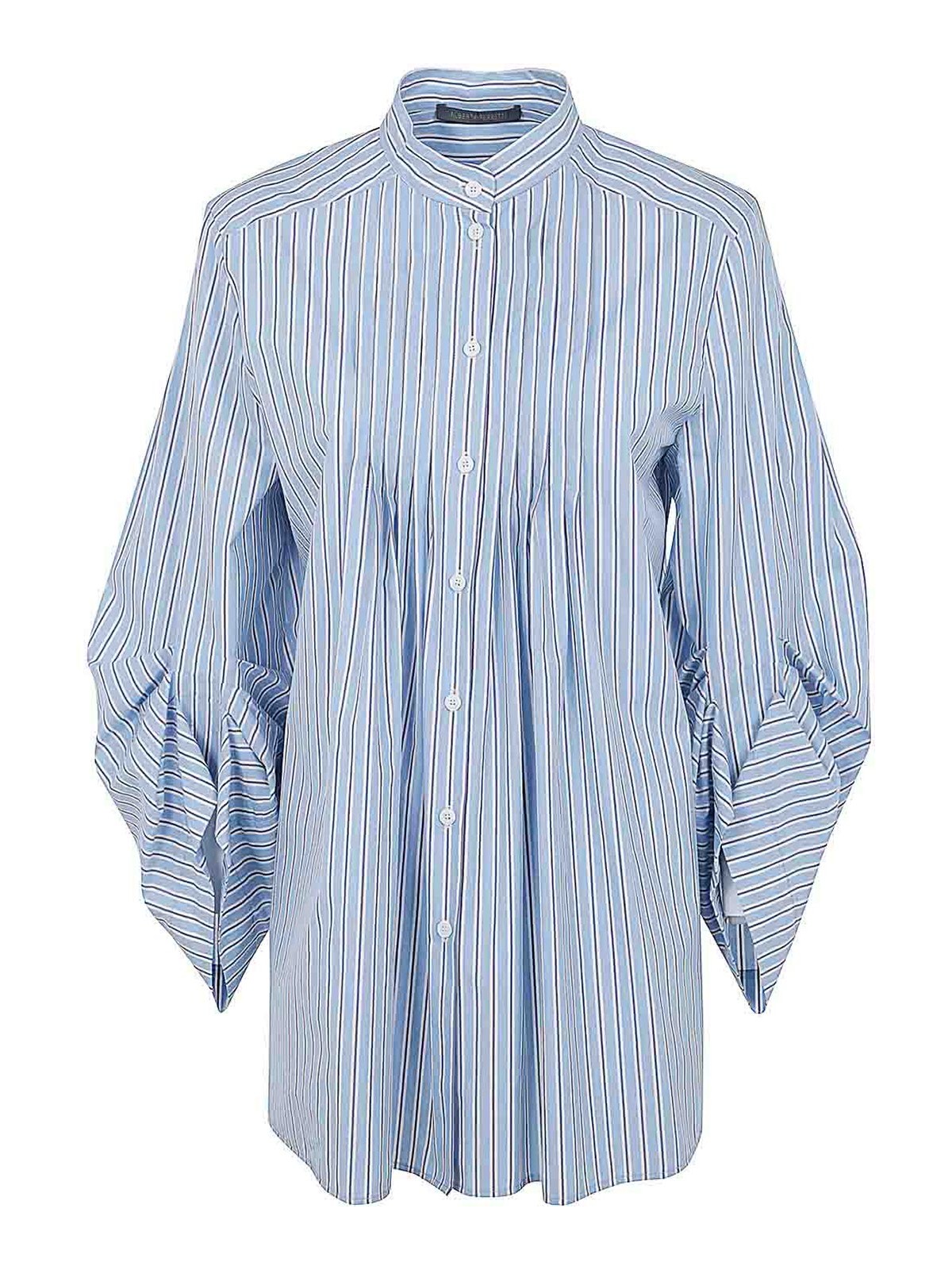 Shop Alberta Ferretti Oversized Striped Shirt In Blue