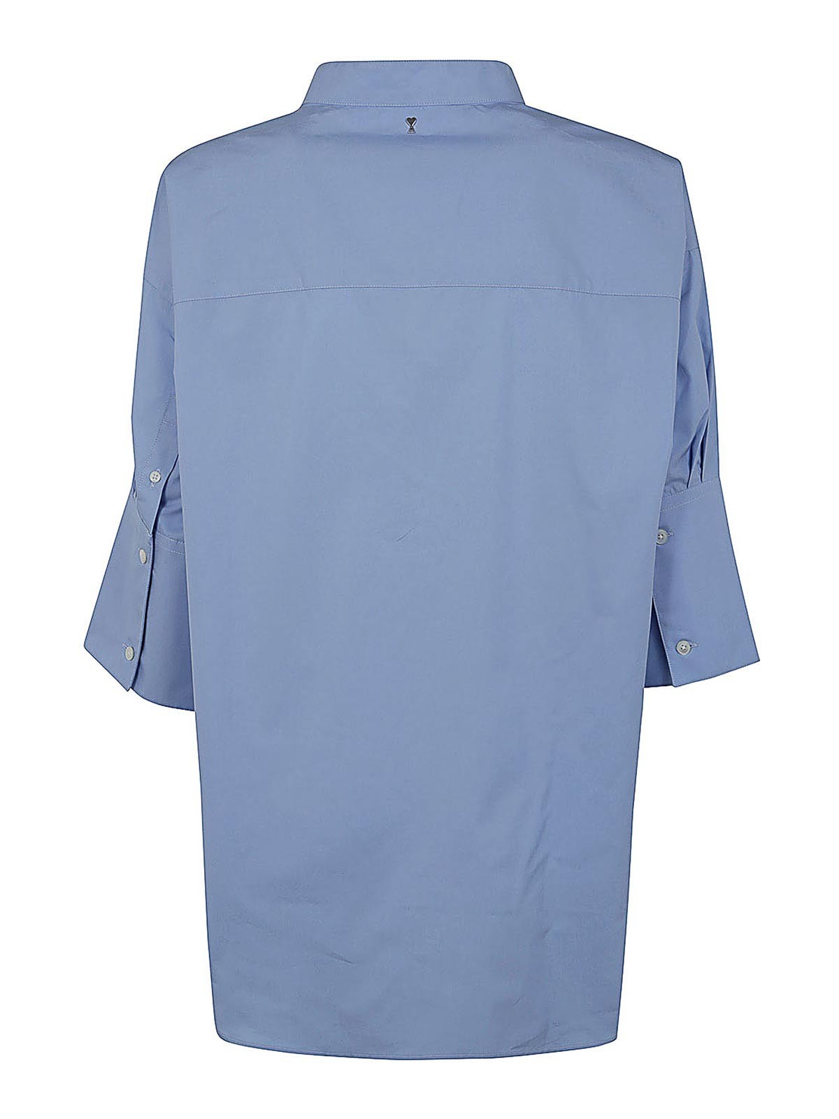 Shop Ami Alexandre Mattiussi Mandarin Collar Shirt In Blue