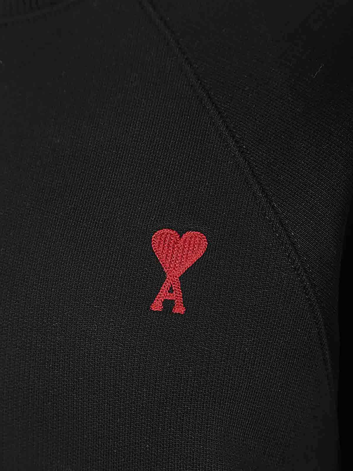 Shop Ami Alexandre Mattiussi Red Ami De Coeur Shirt In Black
