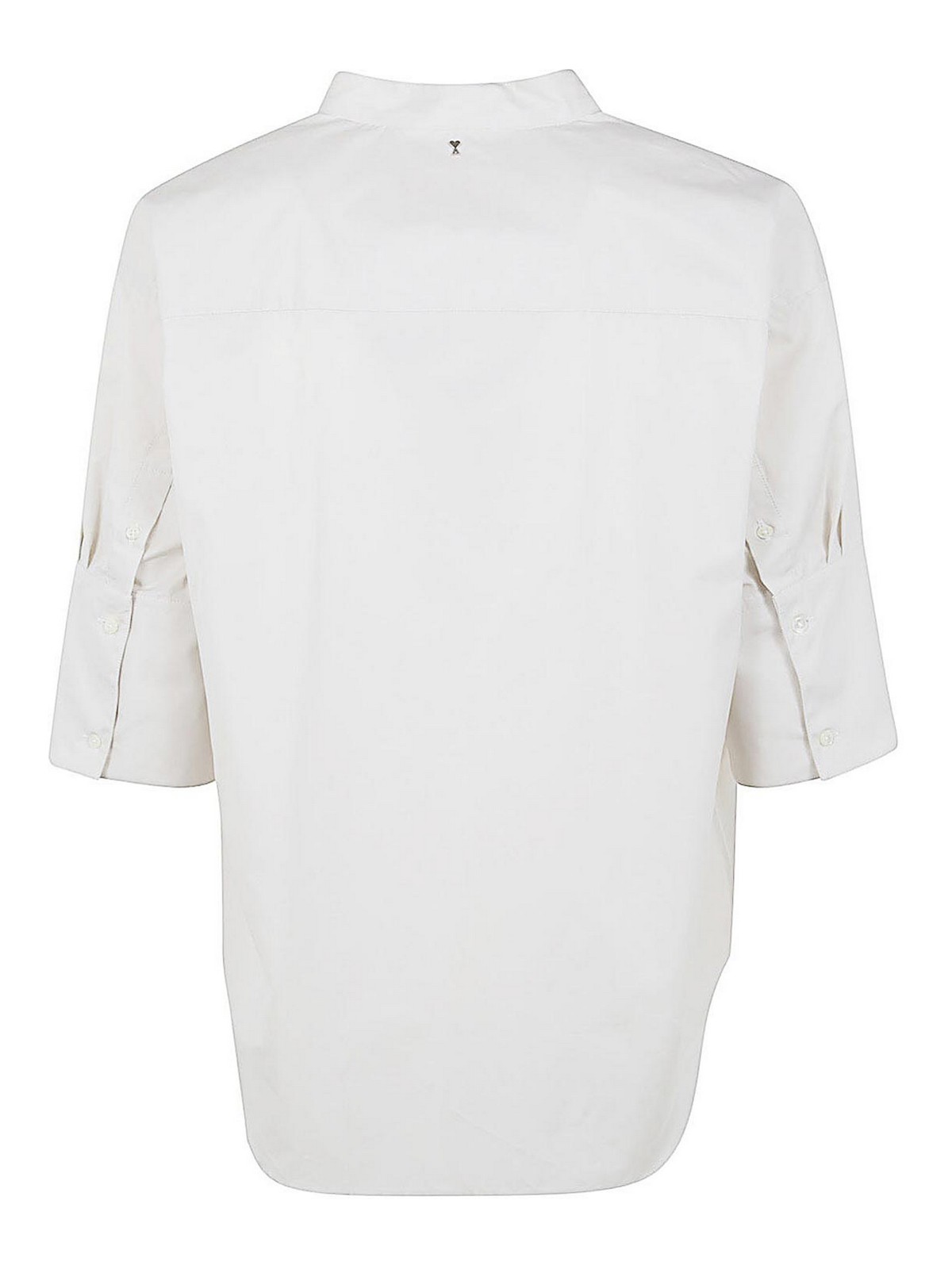 Shop Ami Alexandre Mattiussi Mandarin Collar Shirt In White