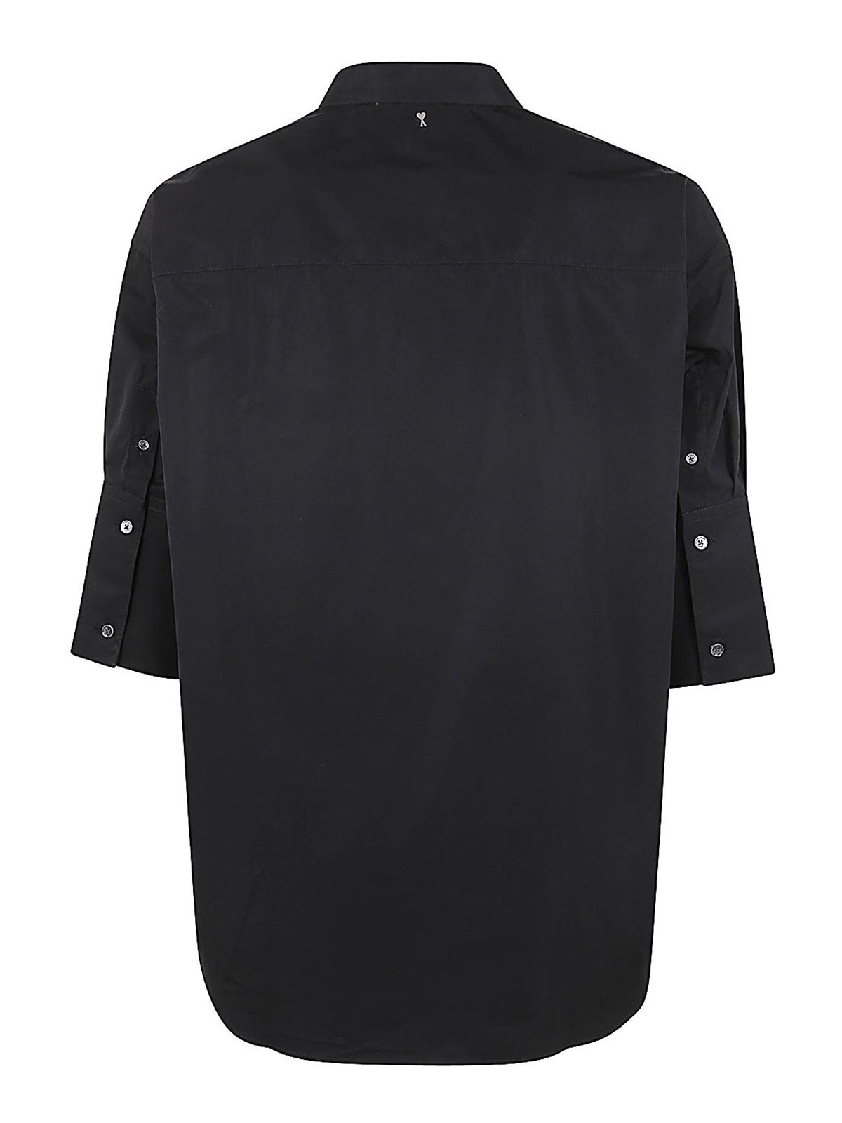 Shop Ami Alexandre Mattiussi Mandarin Collar Shirt In Black