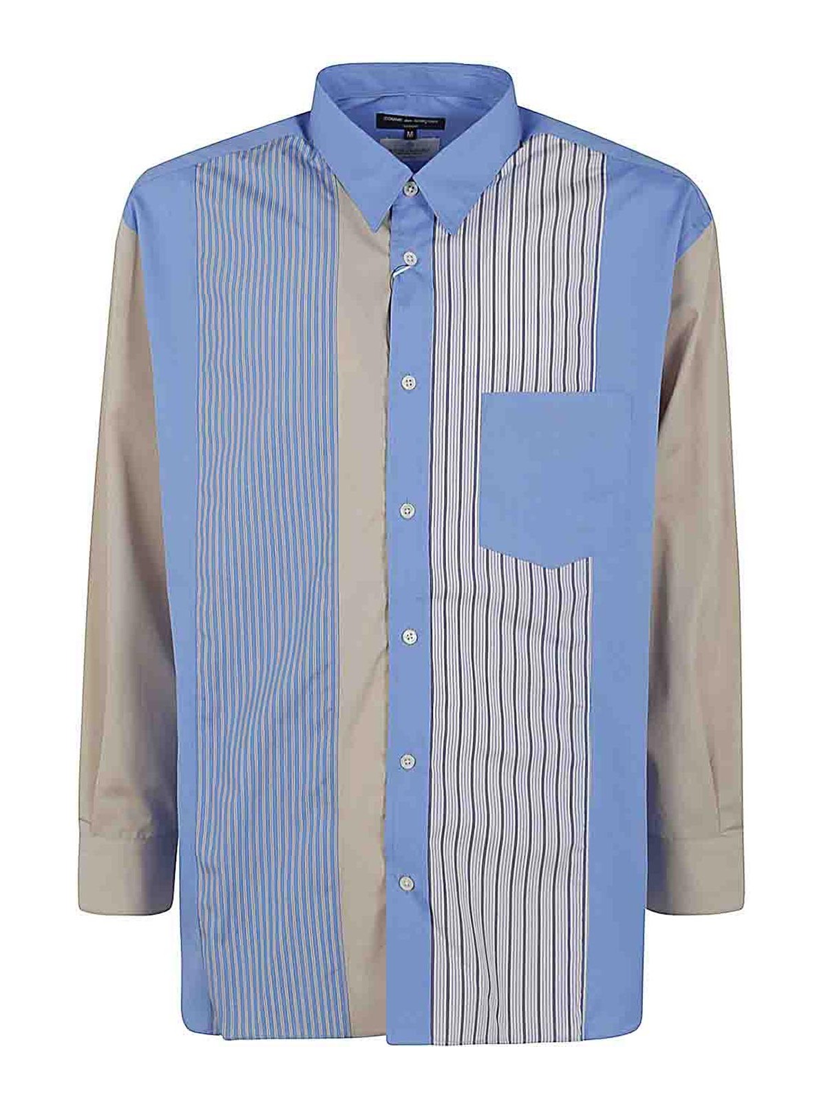 Shop Comme Des Garcons Hommes Plus Striped Shirt With Patch In Blue
