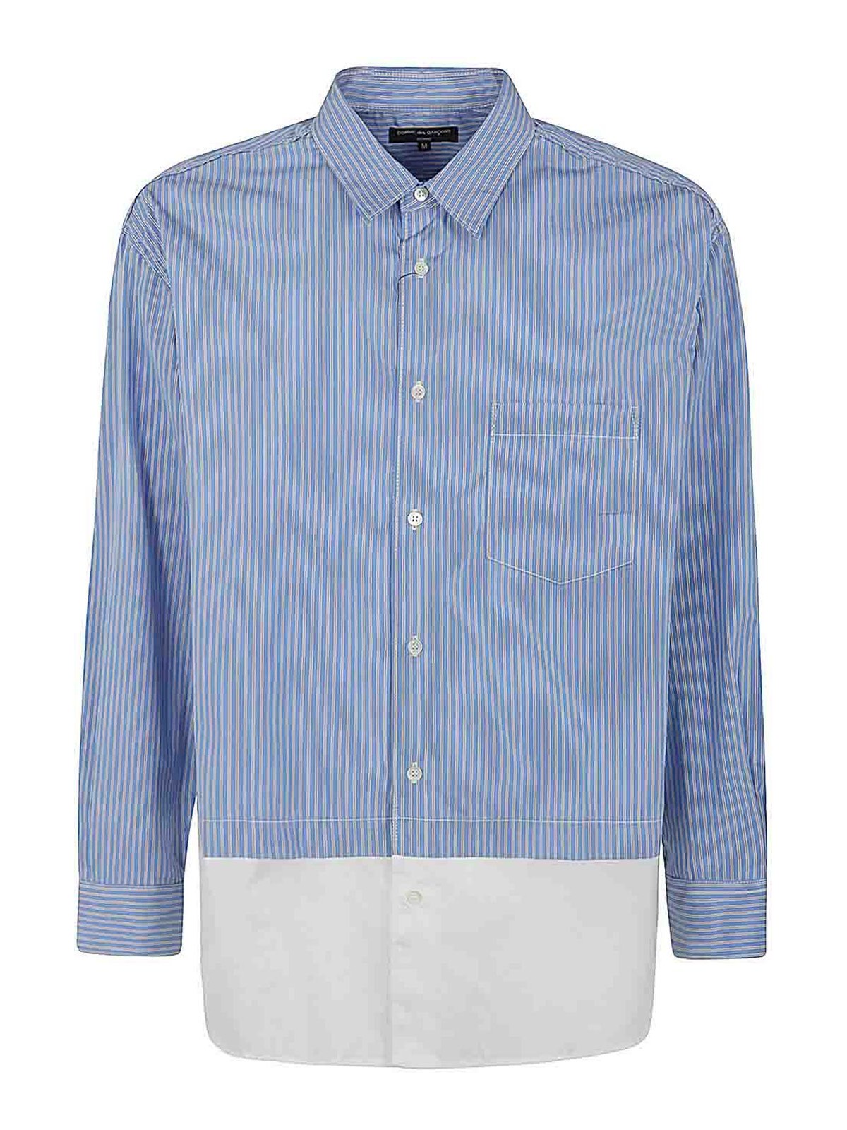Shop Comme Des Garcons Hommes Plus Striped Shirt In Blue