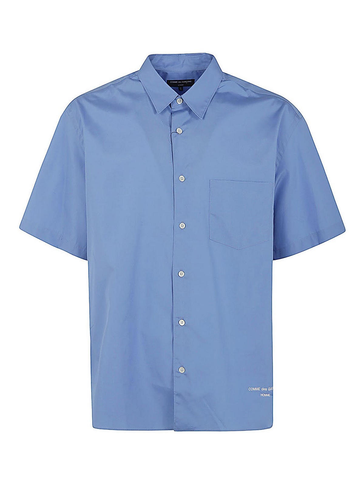 Shop Comme Des Garcons Hommes Plus Iconic Cotton Shirt With Logo In Blue