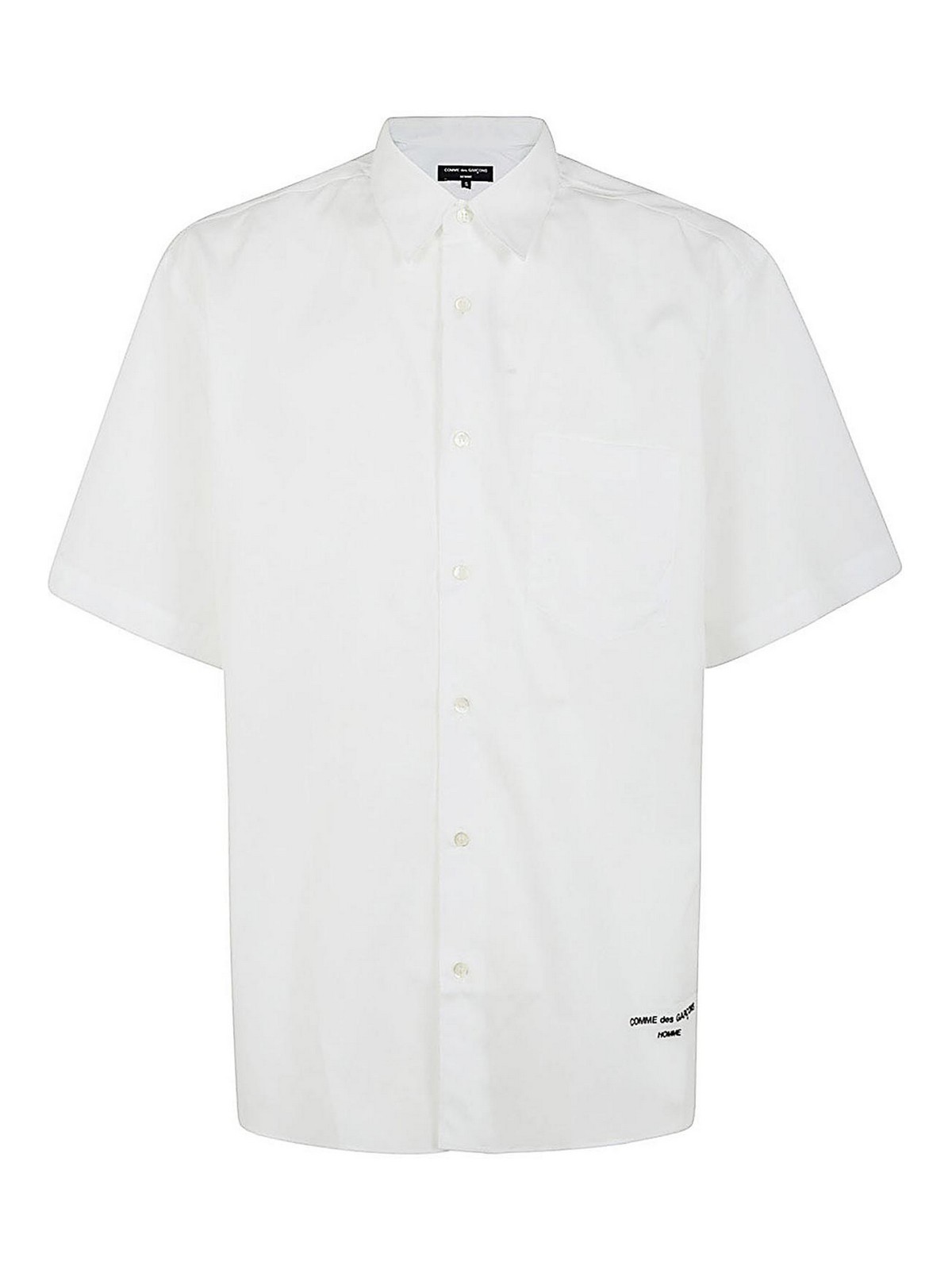 Comme Des Garcons Hommes Plus Iconic Cotton Shirt With Logo In White