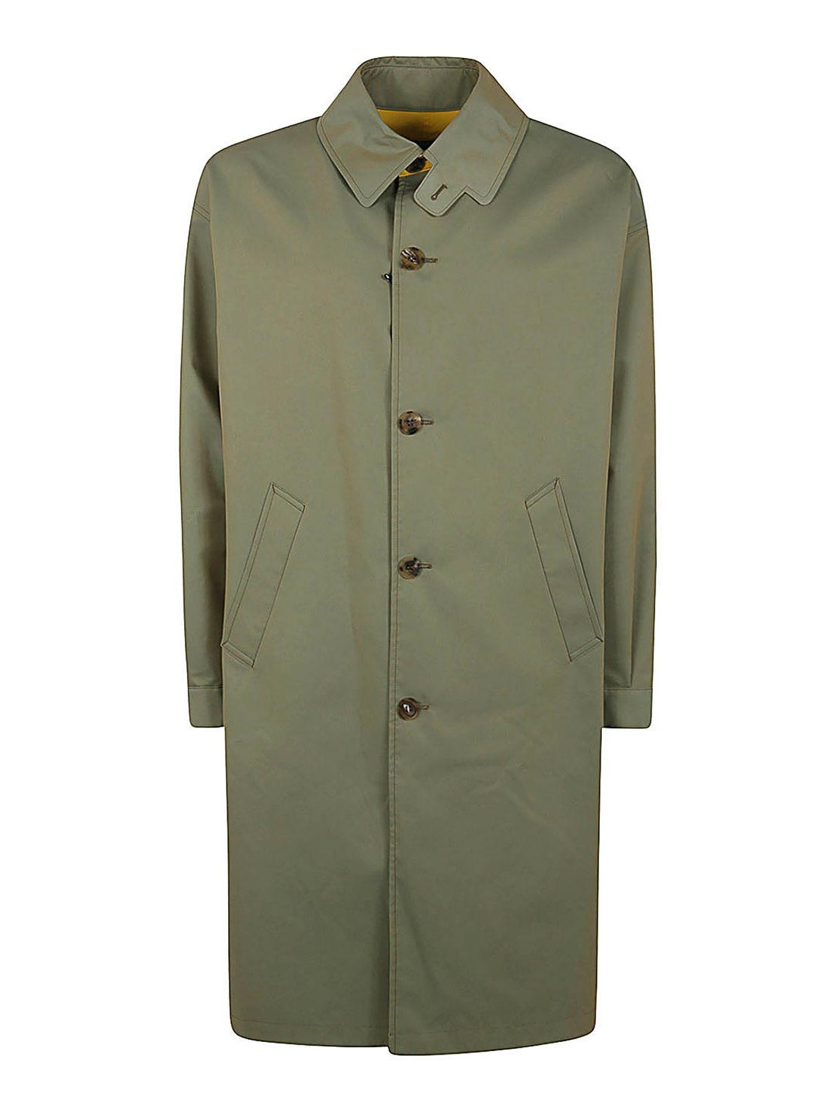 Comme Des Garcons Hommes Plus Trench With Yellow Lining In Brown