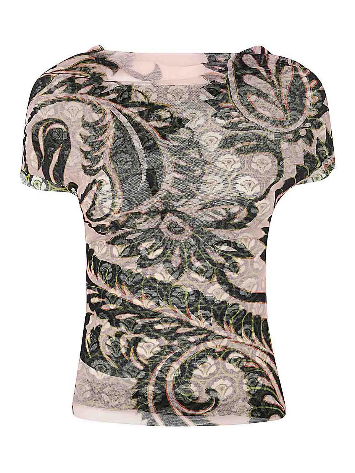 Shop Etro Printed Tulle T-shirt In Pink