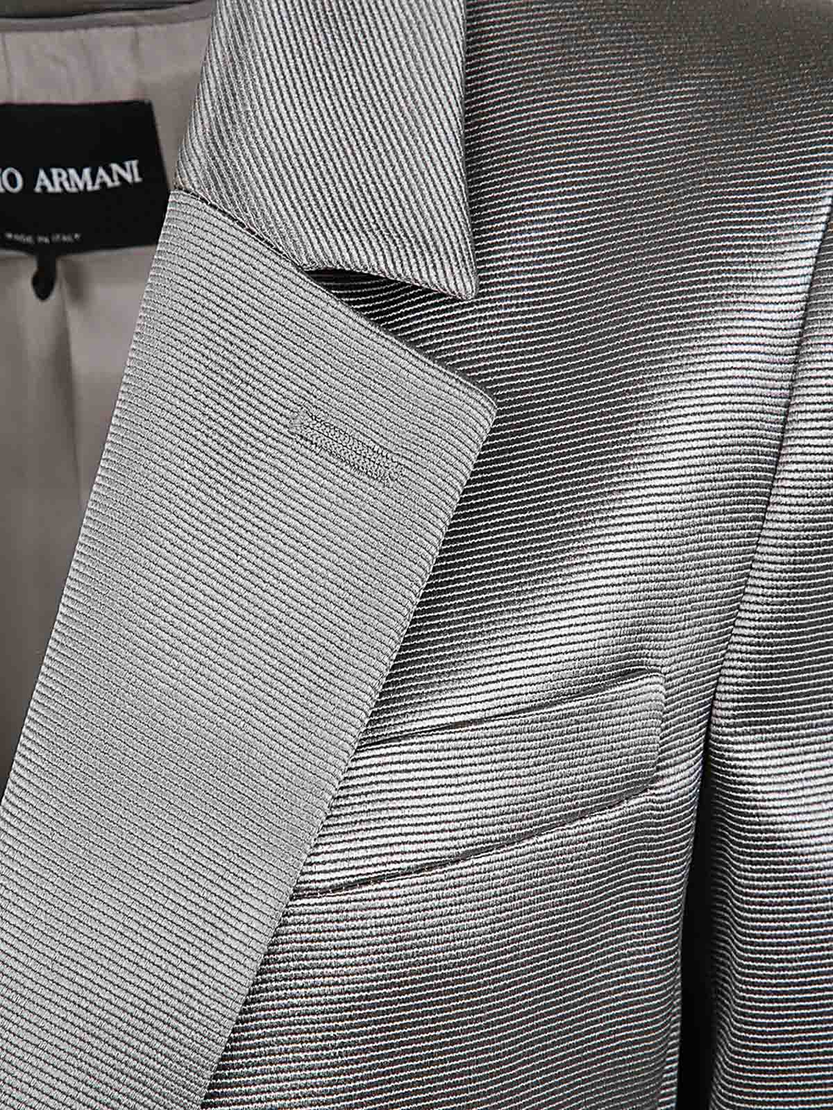 Shop Giorgio Armani Blazer - Gris In Grey