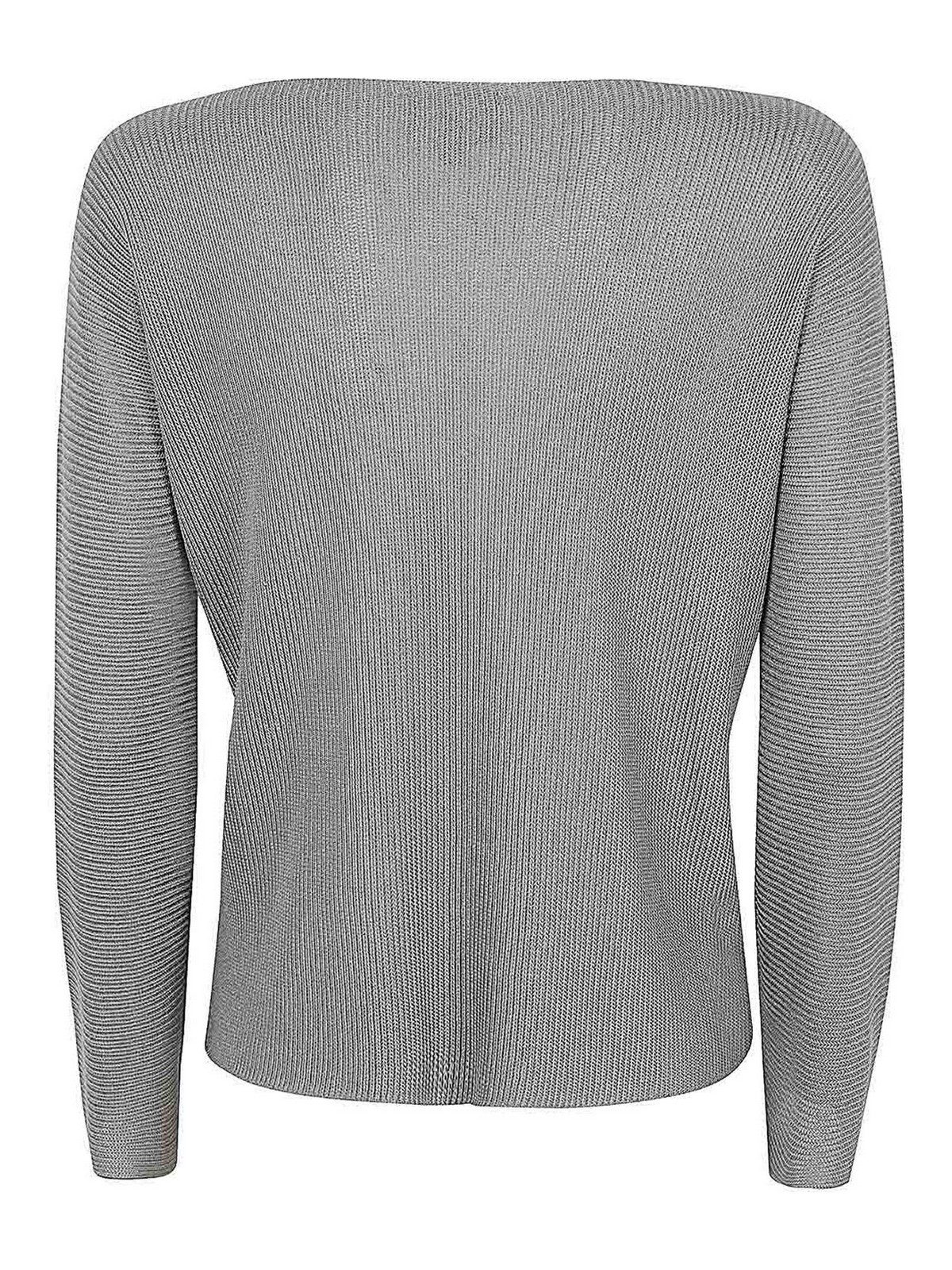 Shop Giorgio Armani Long Sleeves Boat Neck Sweater In Grey