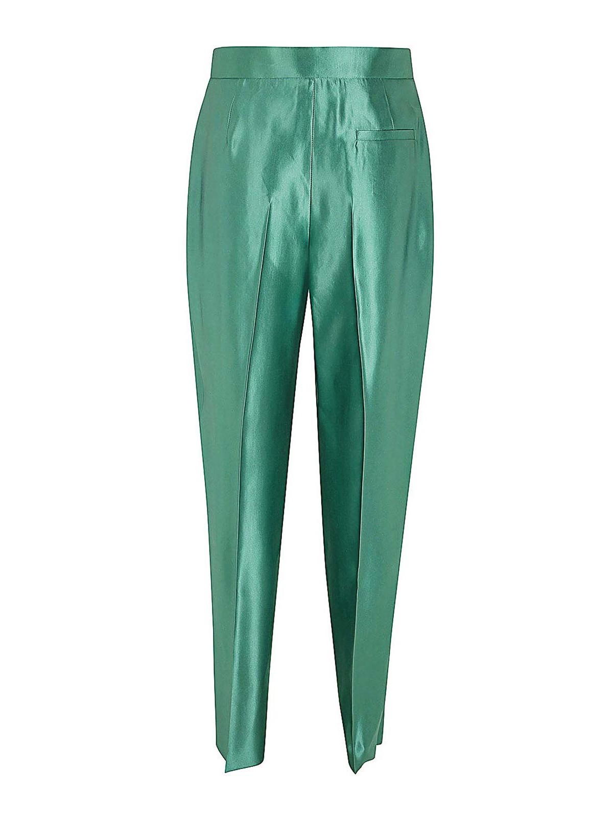 Shop Giorgio Armani Polished Double Pences Pants In Green