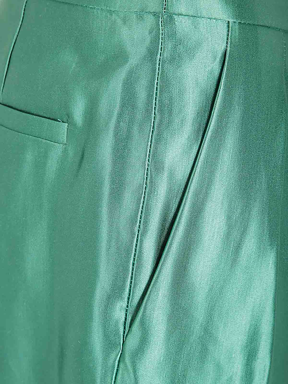 Shop Giorgio Armani Polished Double Pences Pants In Green