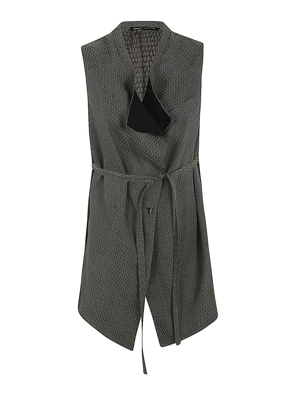 Shop Ibrigu Asymmetrical Kimono Vest In Grey