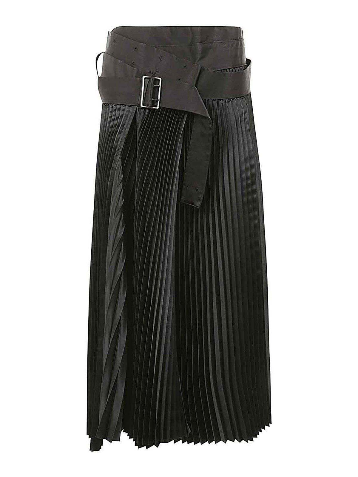 Shop Junya Watanabe Pleated Long Skirt In Black