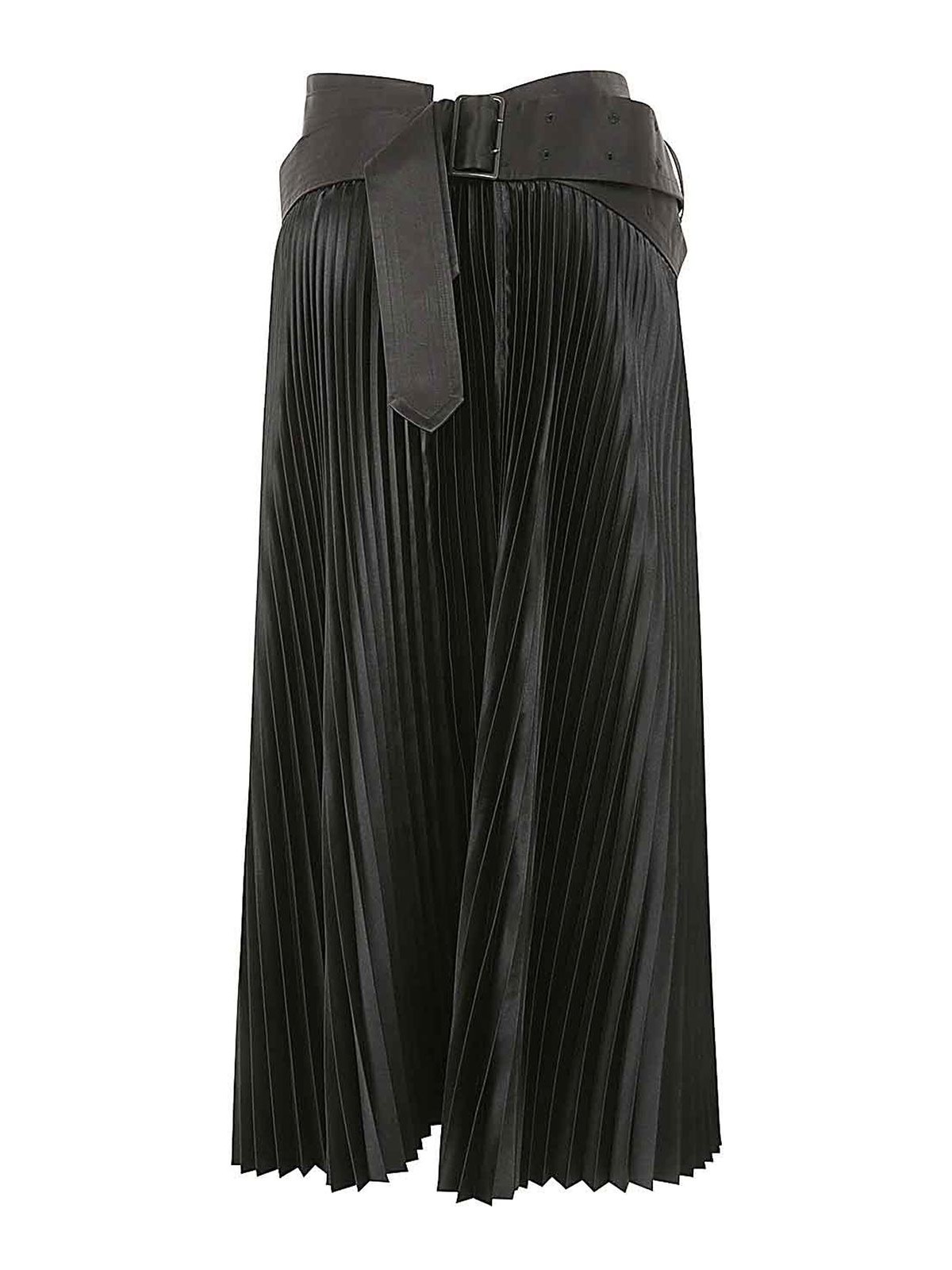 Shop Junya Watanabe Pleated Long Skirt In Black